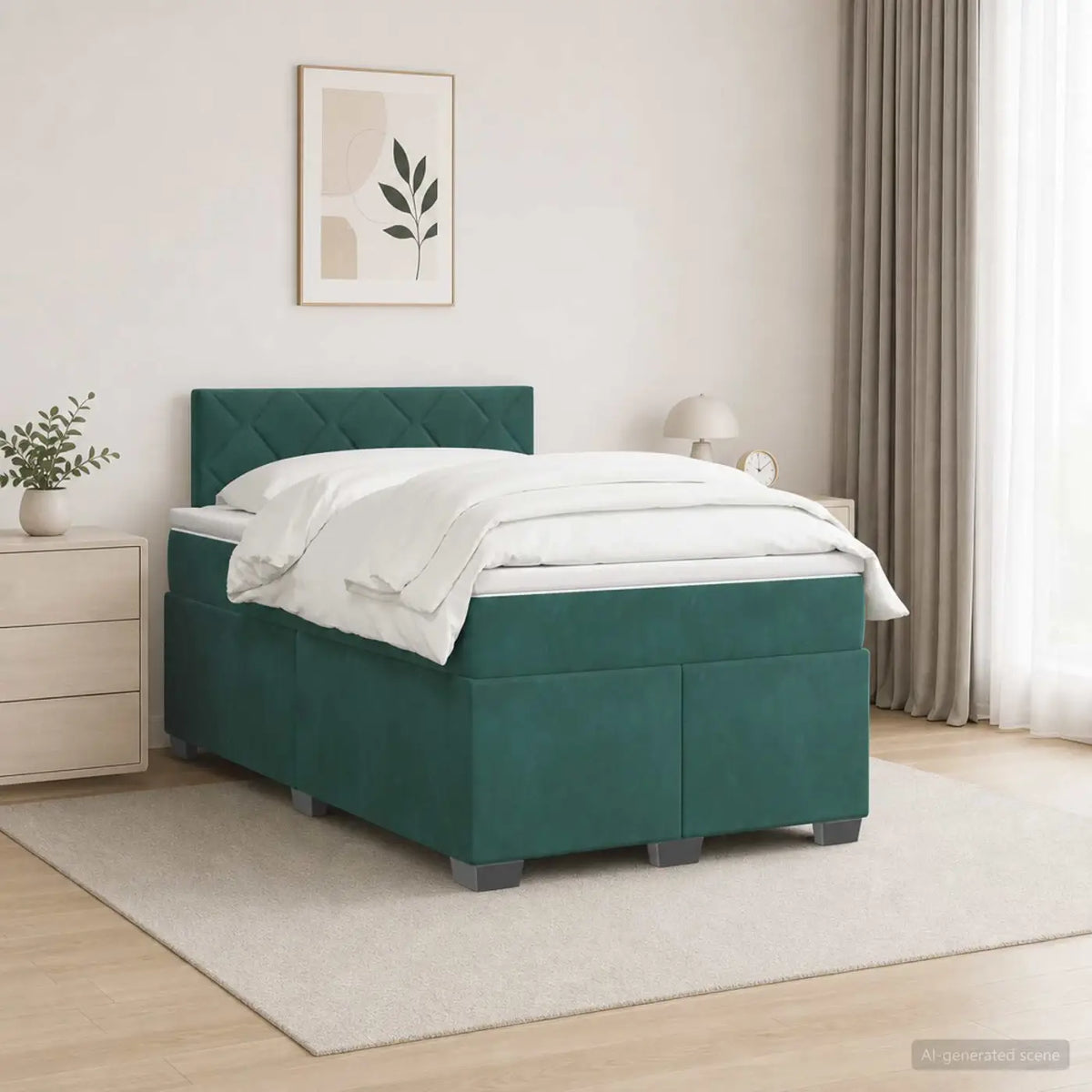 Lit boxspring avec matelas Vert foncé 120 x 200 cm Velours - XIOS