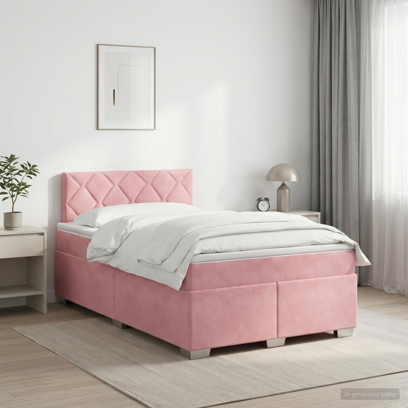 Lit boxspring avec matelas Rose 120 x 200 cm Velours