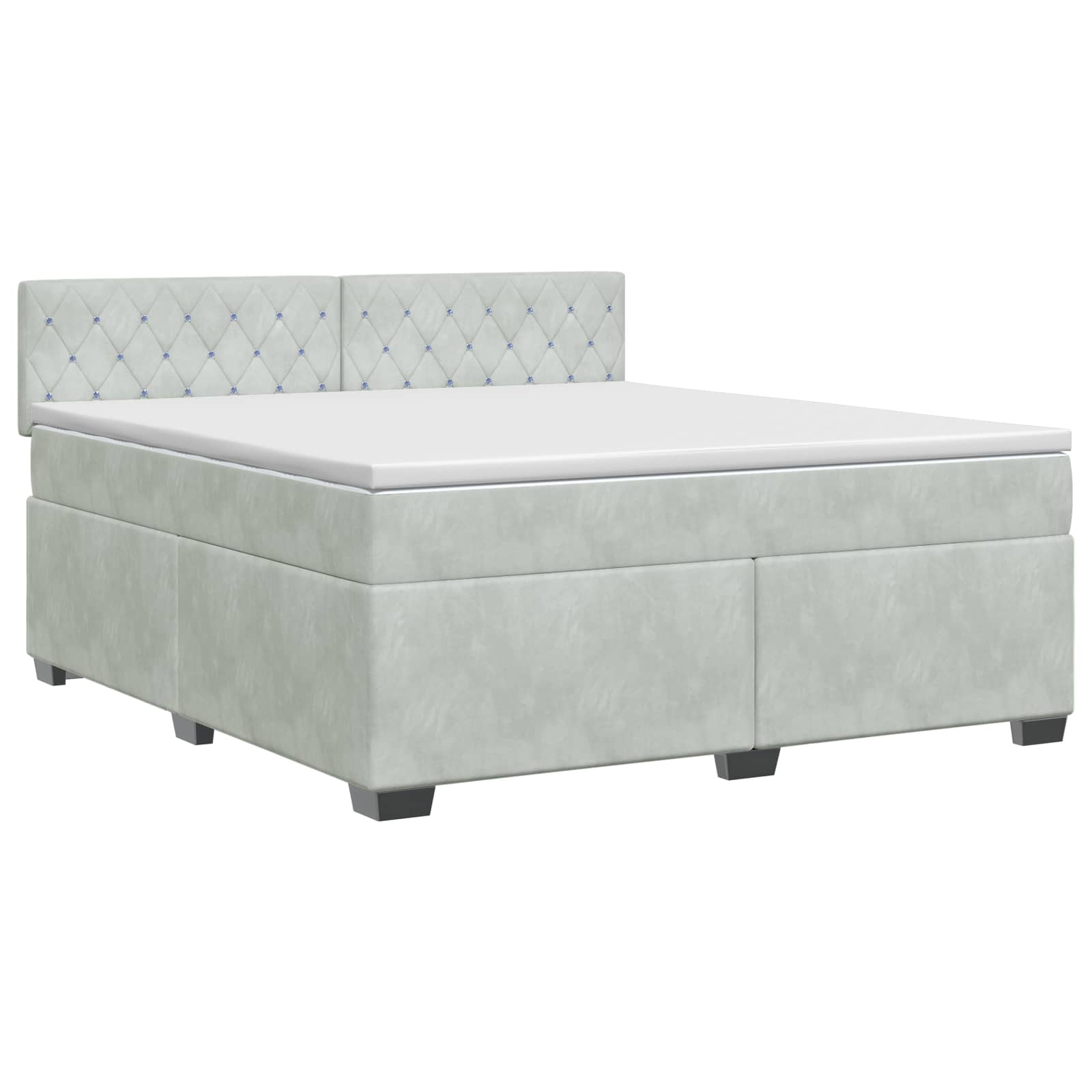 Lit boxspring avec matelas Gris clair 140 x 190 cm Velours