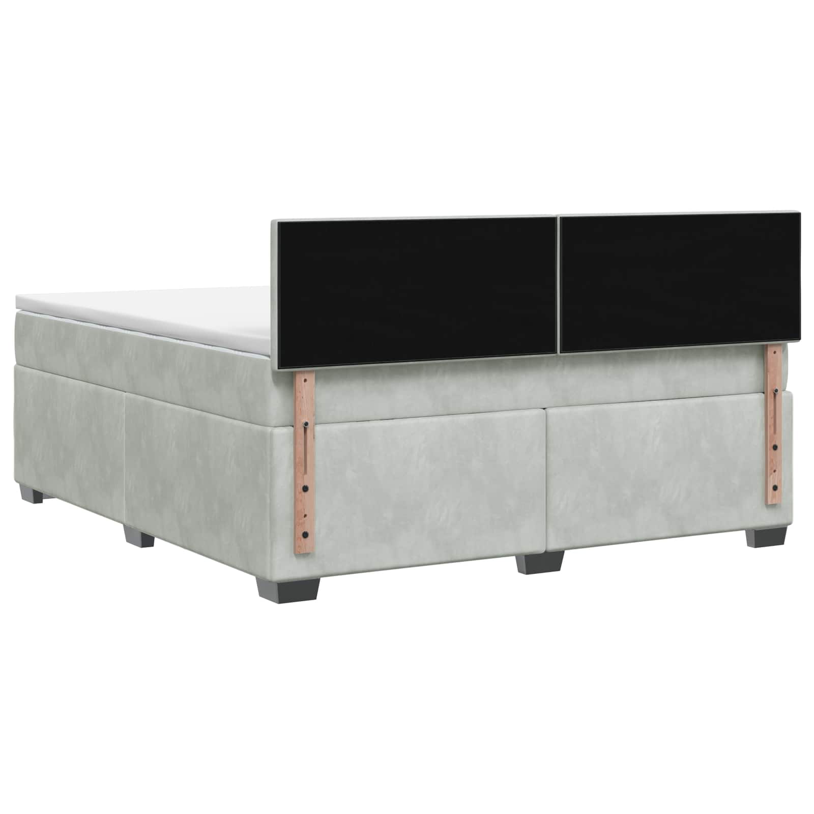 Lit boxspring avec matelas Gris clair 140 x 190 cm Velours
