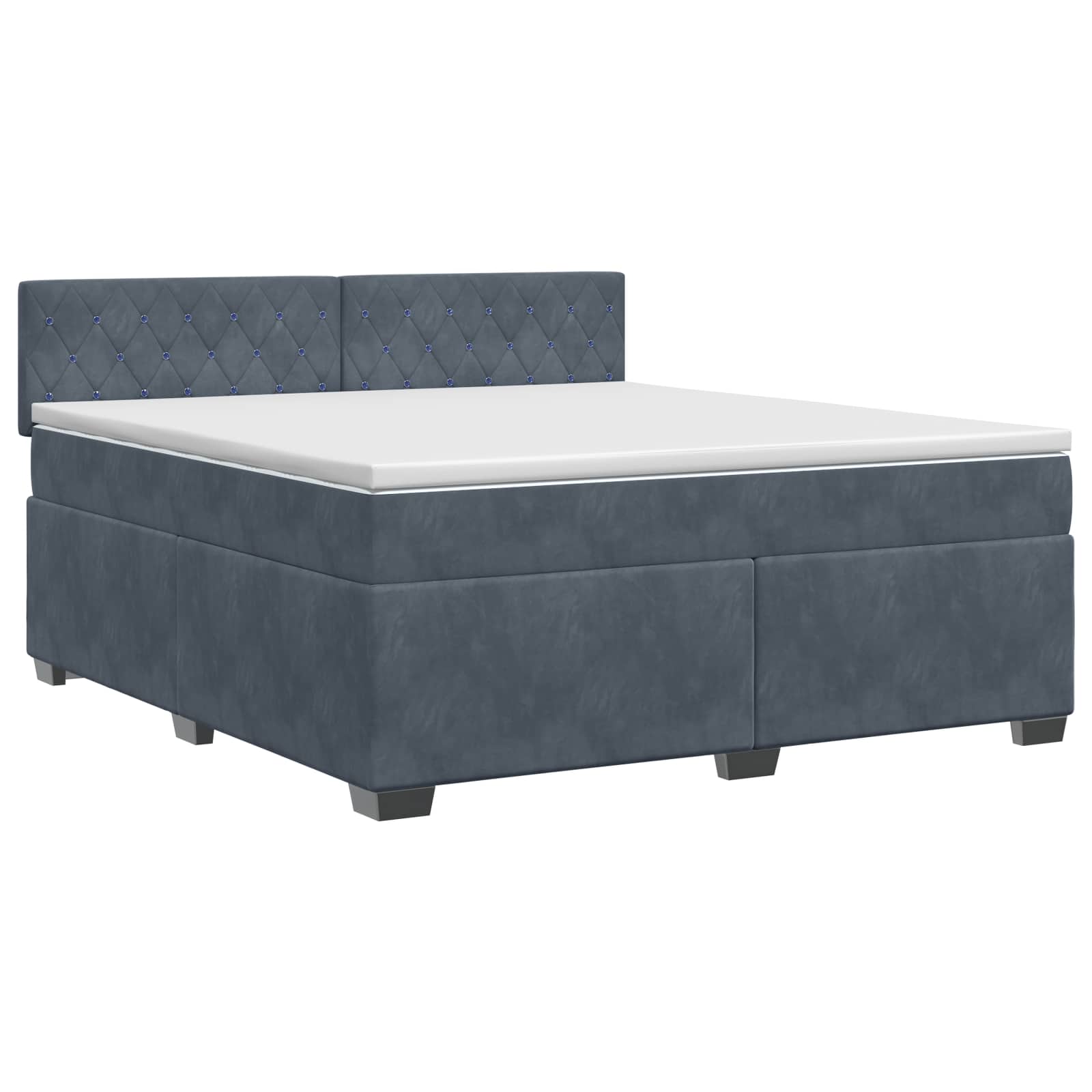 Lit boxspring avec matelas Gris foncé 140 x 190 cm Velours