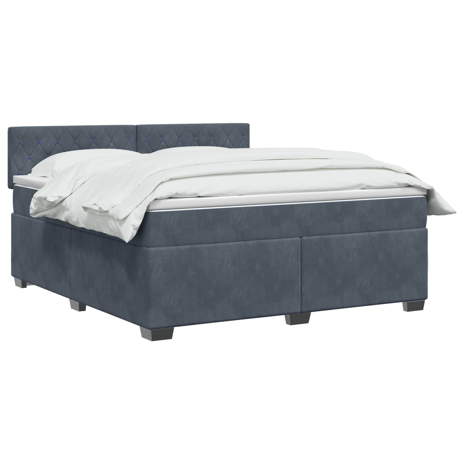 Lit boxspring avec matelas Gris foncé 140 x 190 cm Velours