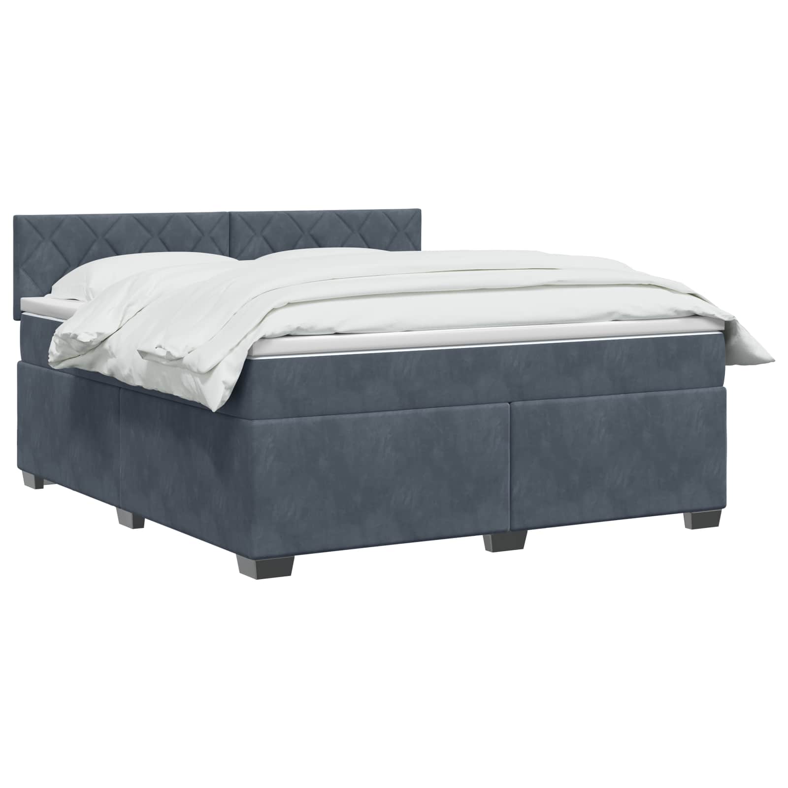 Lit boxspring avec matelas Gris foncé 140 x 190 cm Velours