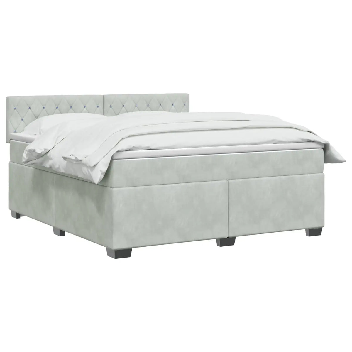 Lit boxspring avec matelas Gris clair 160 x 200 cm Velours - XIOS