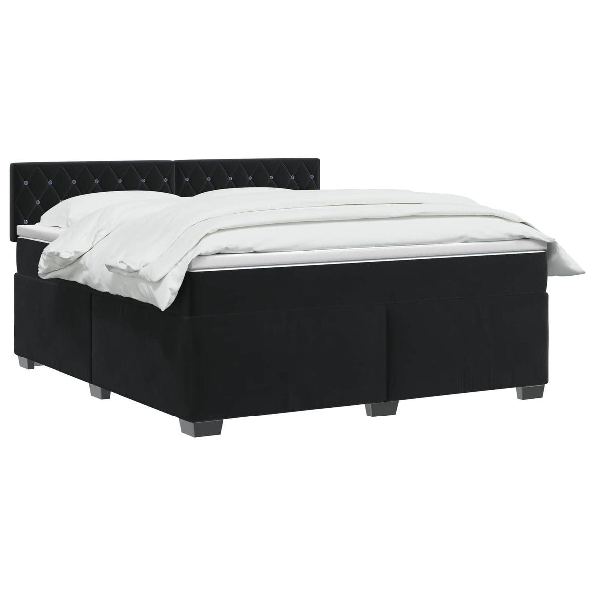 Lit boxspring avec matelas Noir 160 x 200 cm Velours