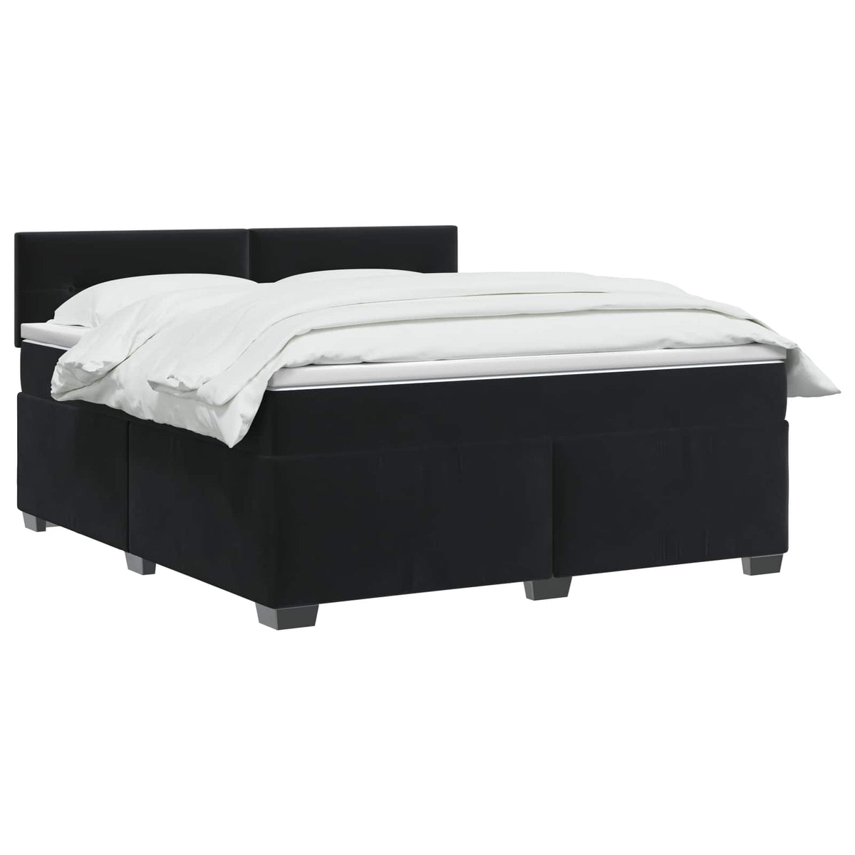 Lit boxspring avec matelas Noir 160 x 200 cm Velours