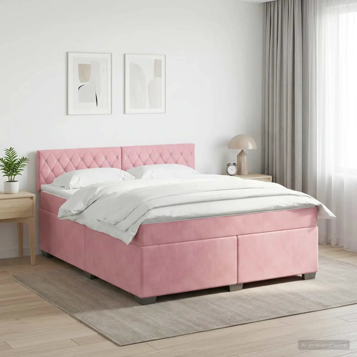 Lit boxspring avec matelas Rose 160 x 200 cm Velours - XIOS