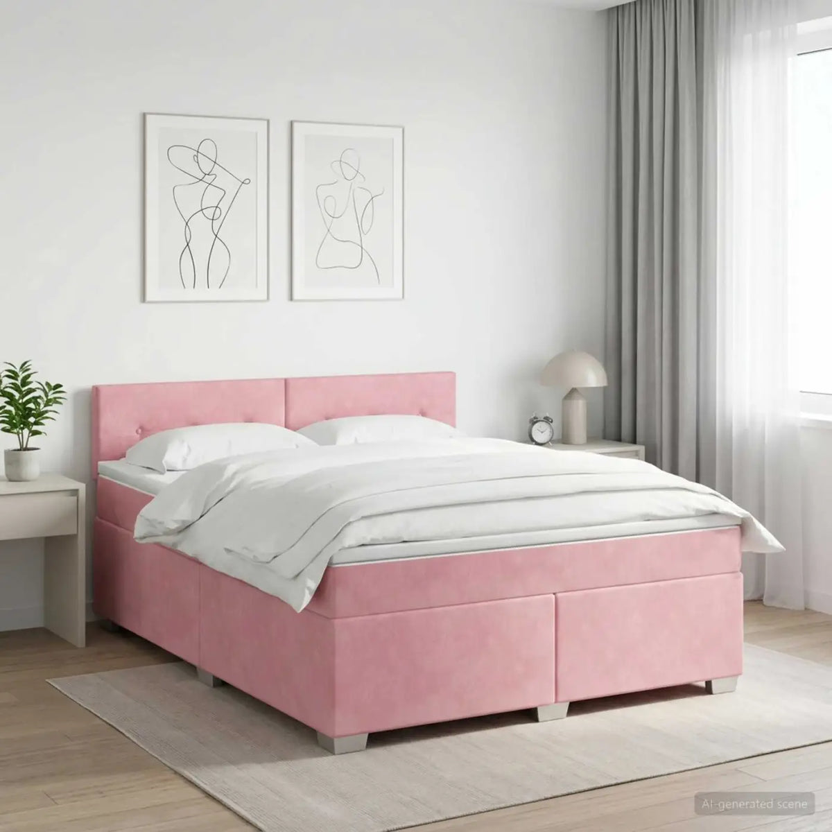 Lit boxspring avec matelas Rose 160 x 200 cm Velours - XIOS