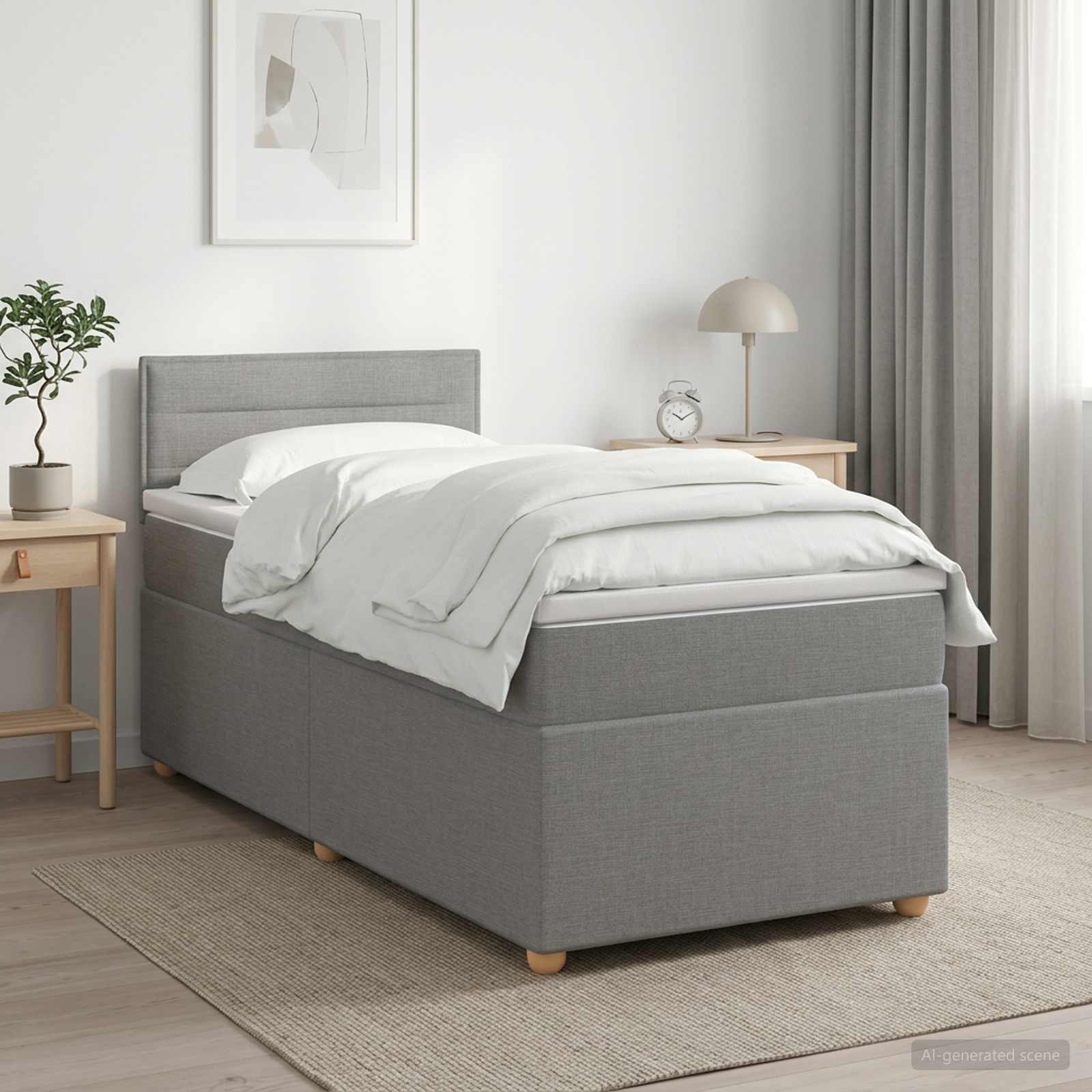 Lit boxspring avec matelas Gris clair 80 x 200 cm Tissu