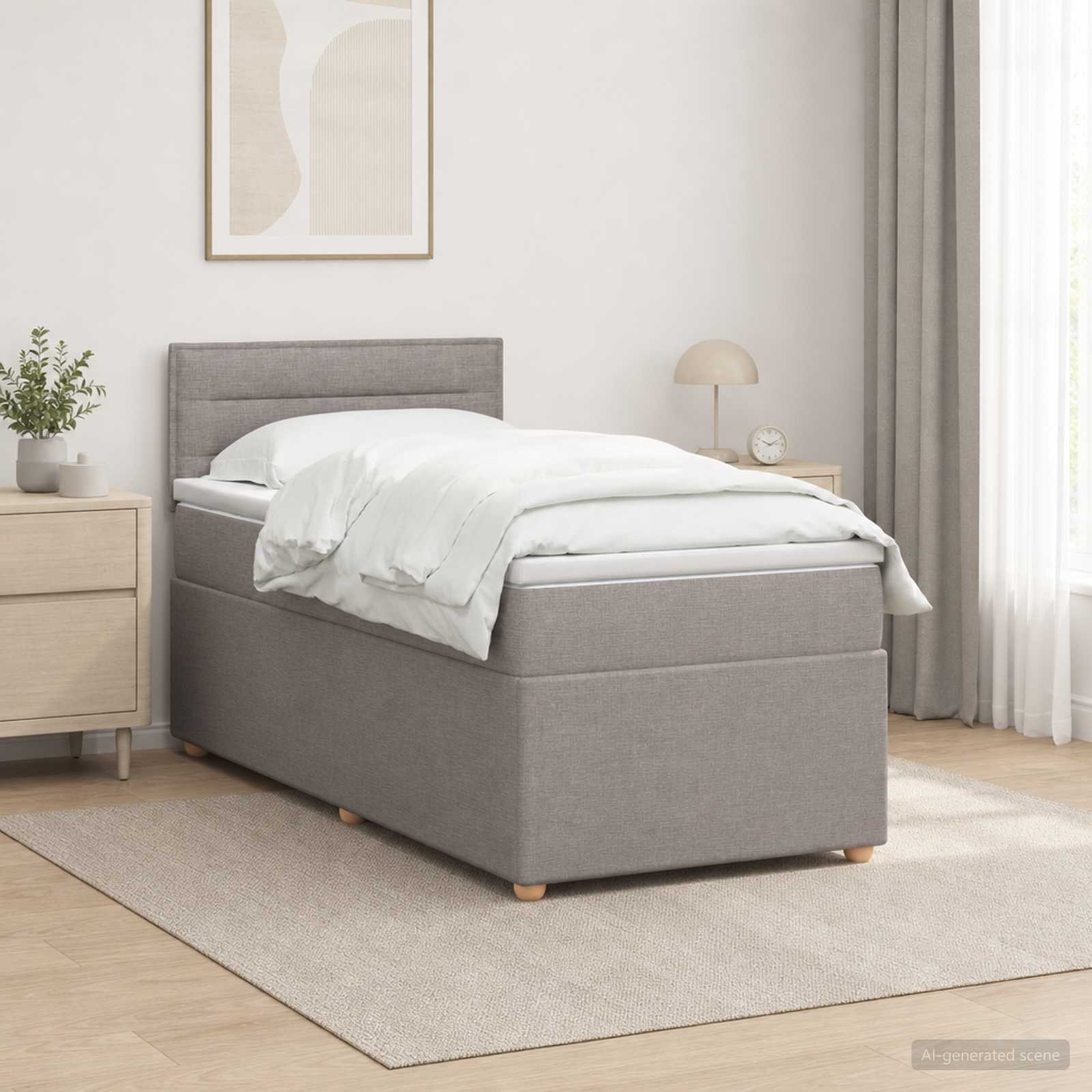 Lit boxspring avec matelas Taupe 80 x 200 cm Tissu
