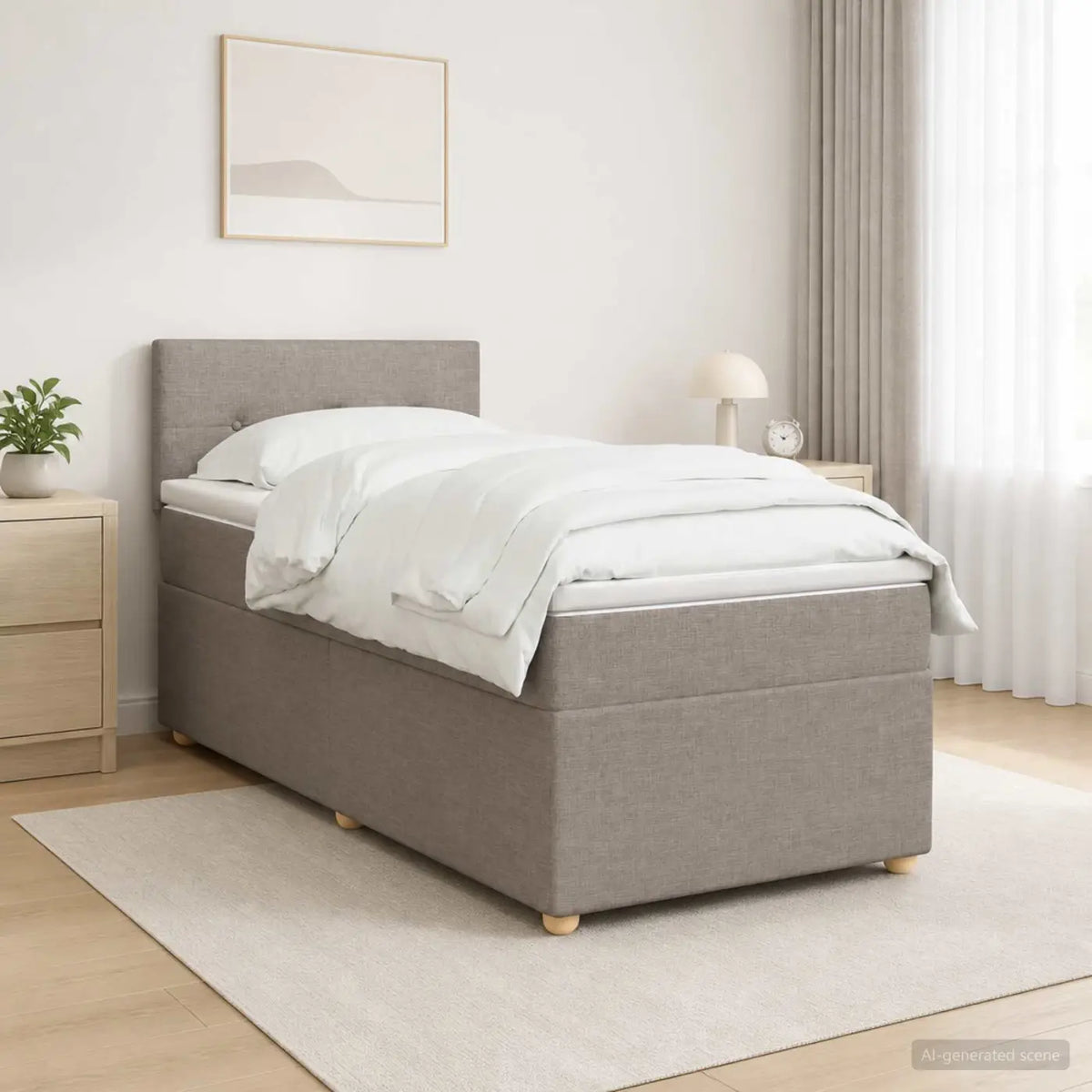 Lit boxspring avec matelas Taupe 80 x 200 cm Tissu - XIOS
