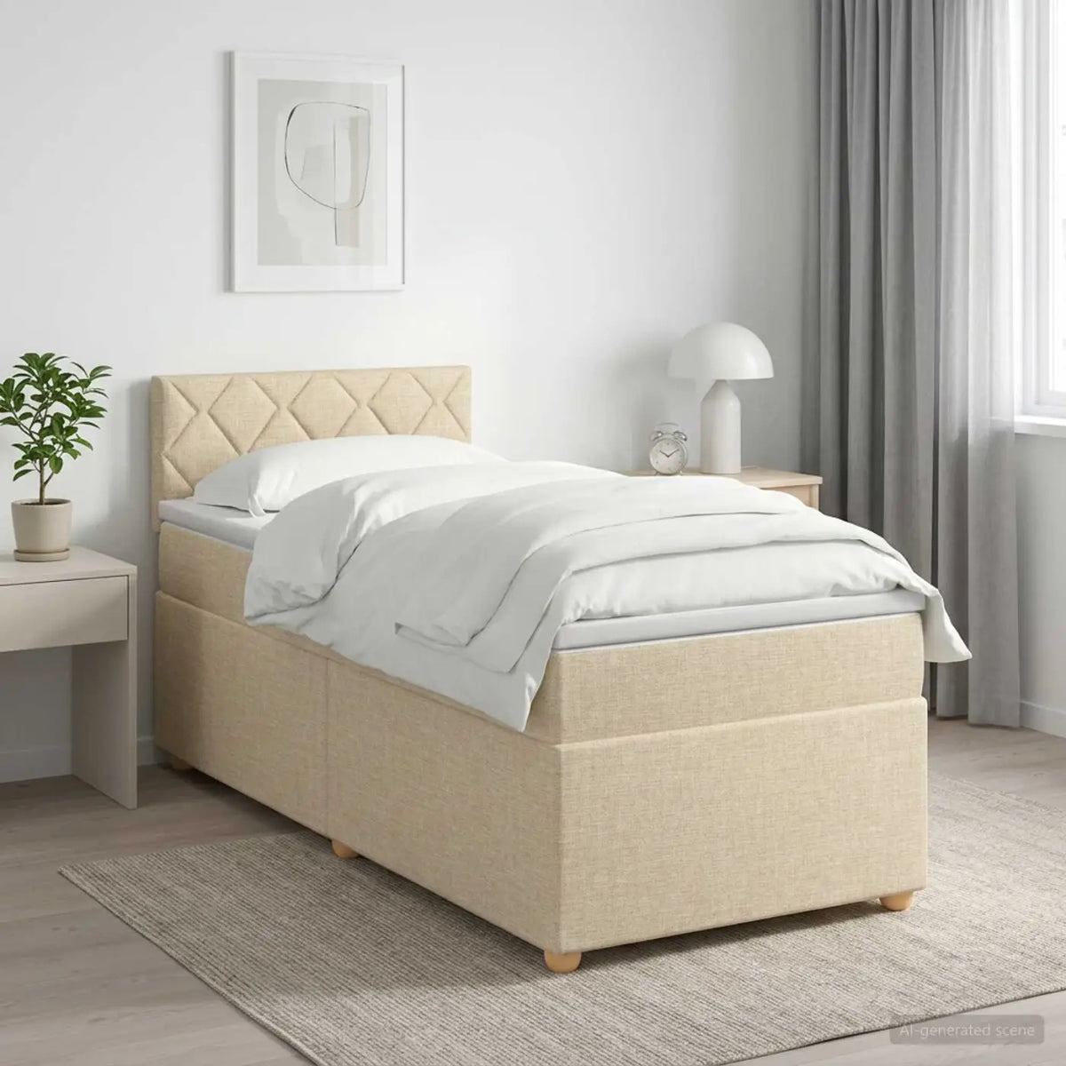 Lit boxspring avec matelas Crème 80 x 200 cm Tissu - XIOS