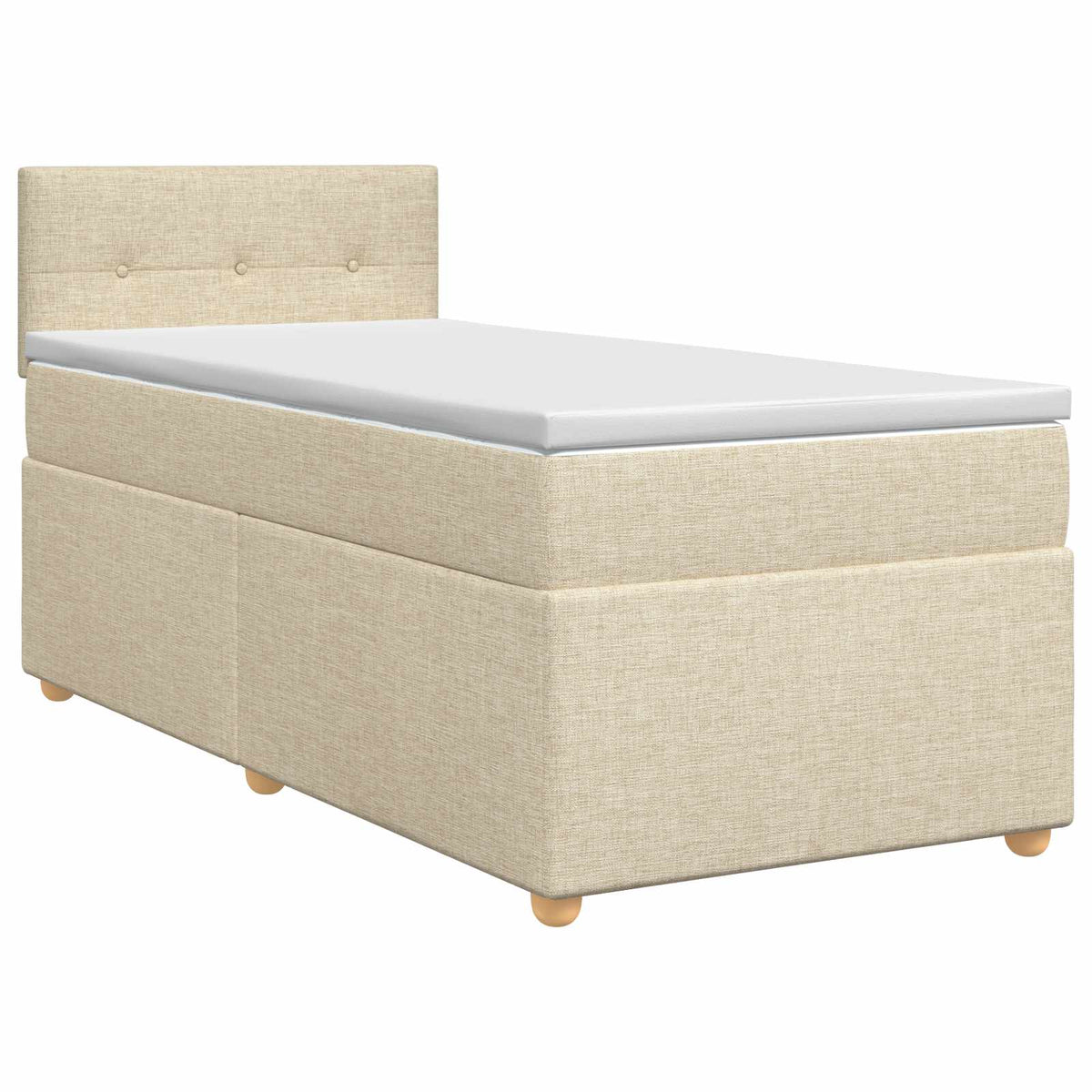 Lit boxspring avec matelas Crème 90 x 200 cm Tissu