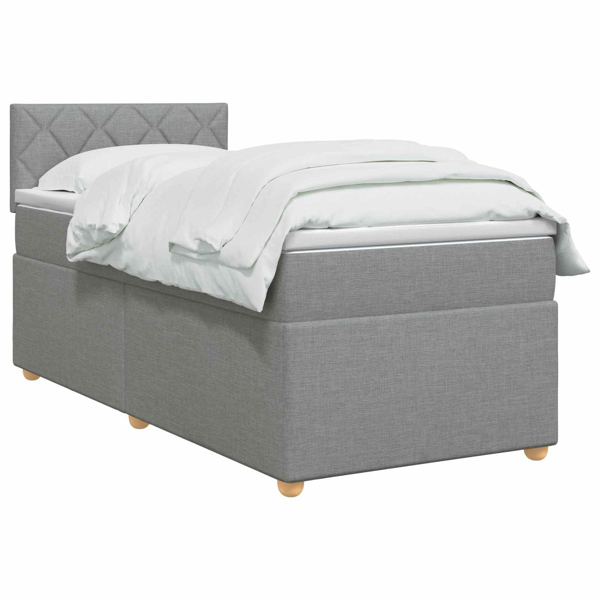 Lit boxspring avec matelas Gris clair 90 x 200 cm Tissu