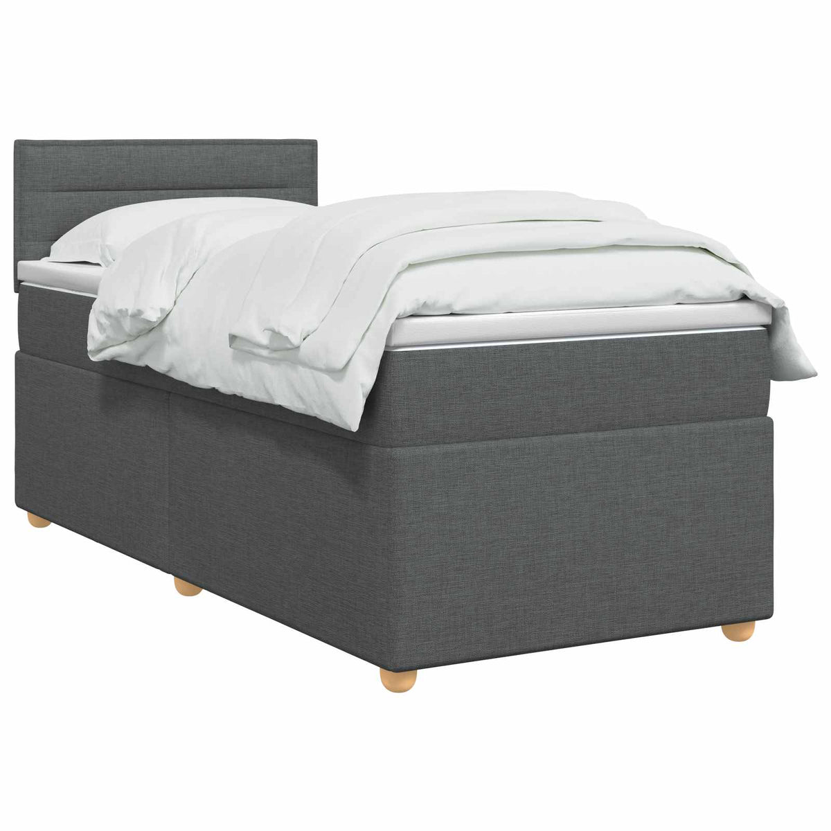 Lit boxspring avec matelas Gris foncé 100 x 200 cm Tissu