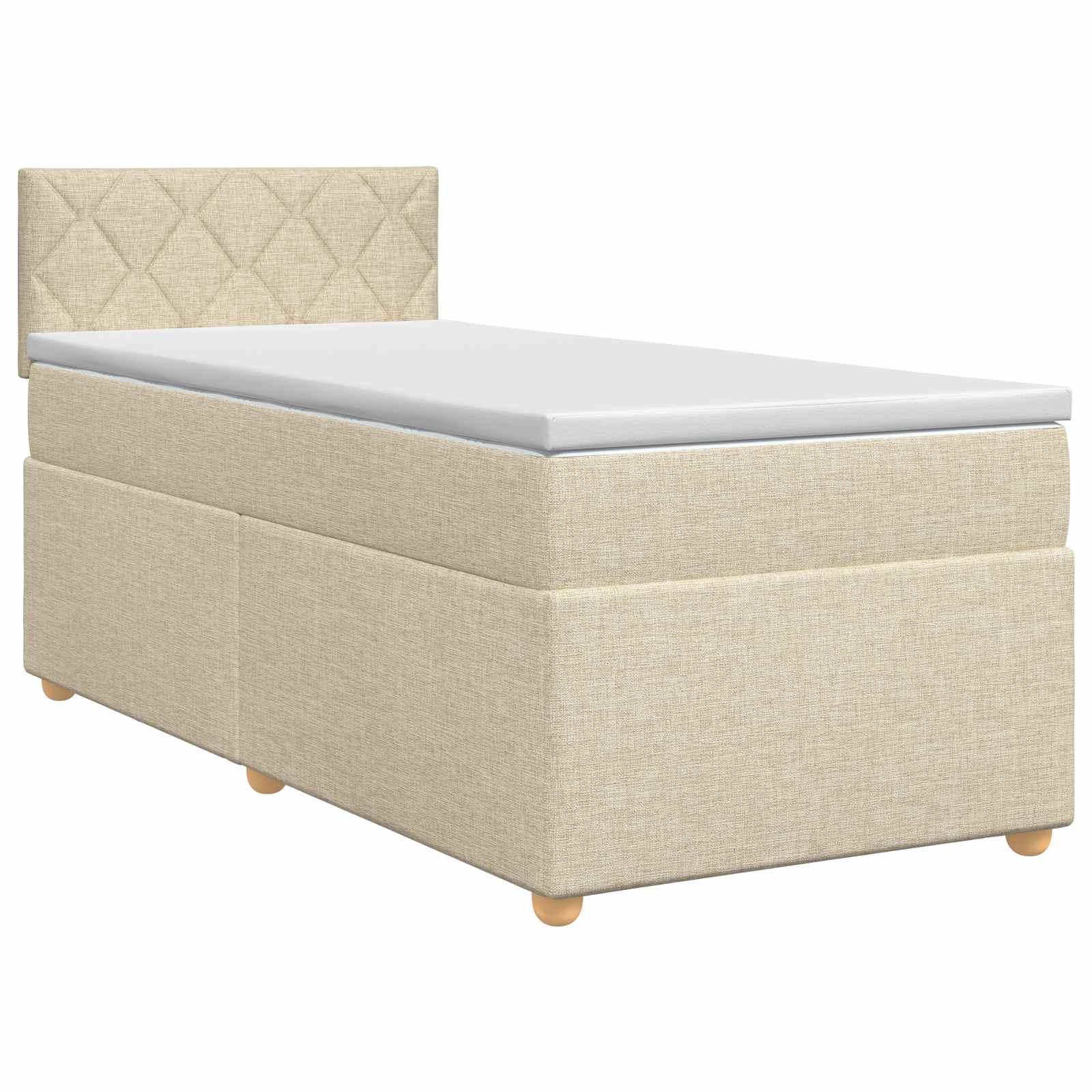 Lit boxspring avec matelas Crème 100 x 200 cm Tissu