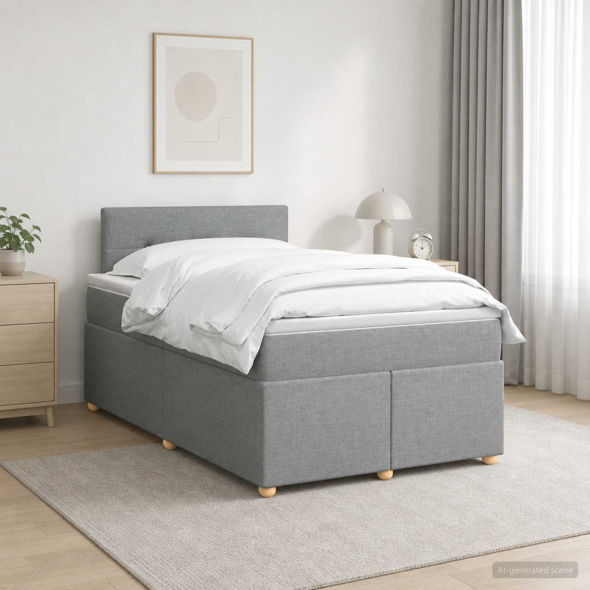 Lit boxspring avec matelas Gris clair 120 x 200 cm Tissu