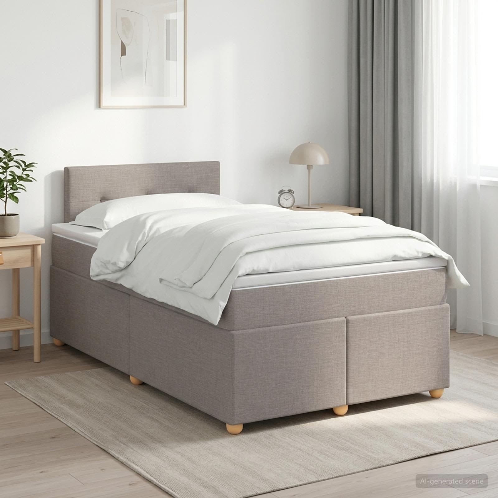 Lit boxspring avec matelas Taupe 120 x 190 cm Tissu