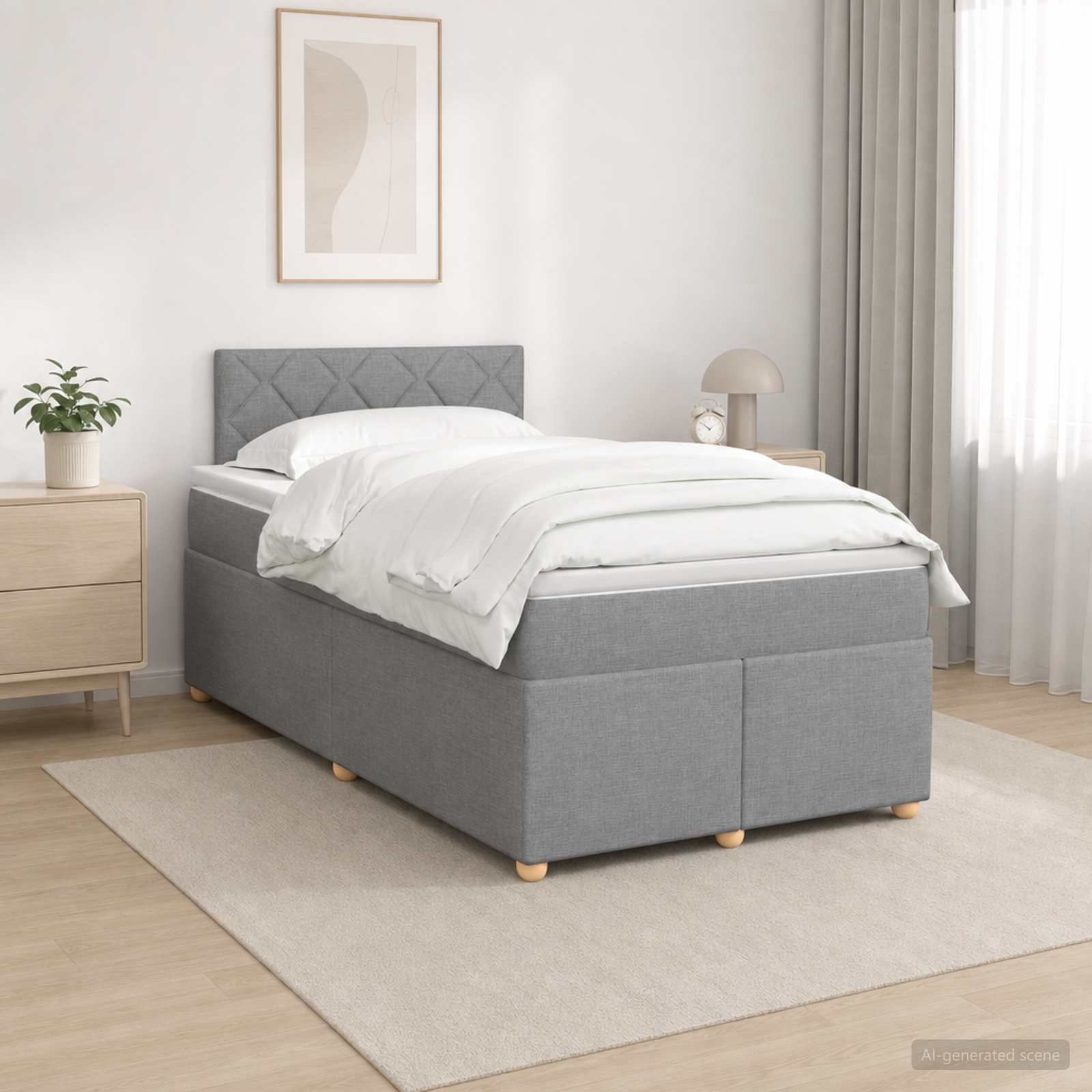 Lit boxspring avec matelas Gris clair 120 x 190 cm Tissu