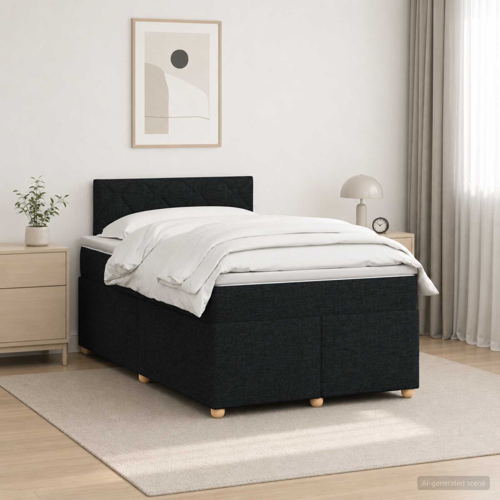 Lit boxspring avec matelas Noir 120 x 190 cm Tissu - XIOS