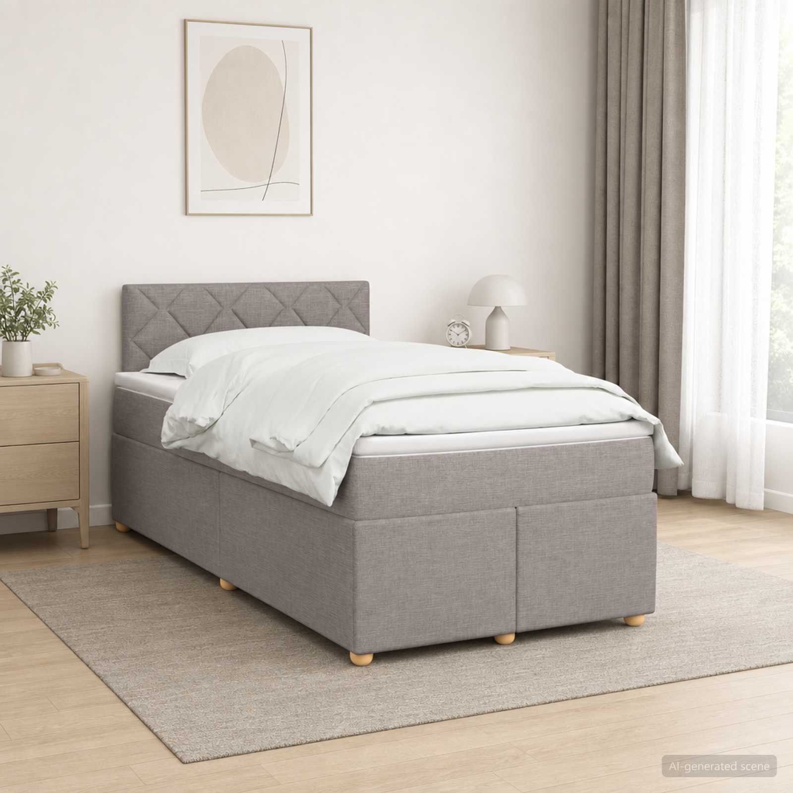 Lit boxspring avec matelas Taupe 120 x 190 cm Tissu