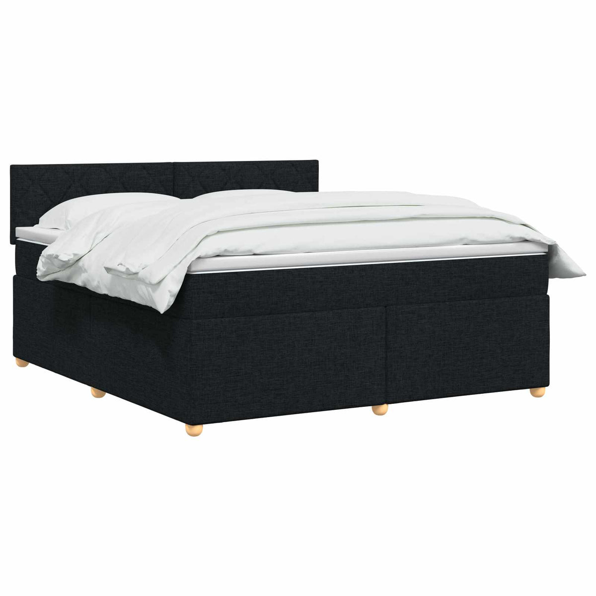 Lit boxspring avec matelas Noir 160 x 200 cm Tissu