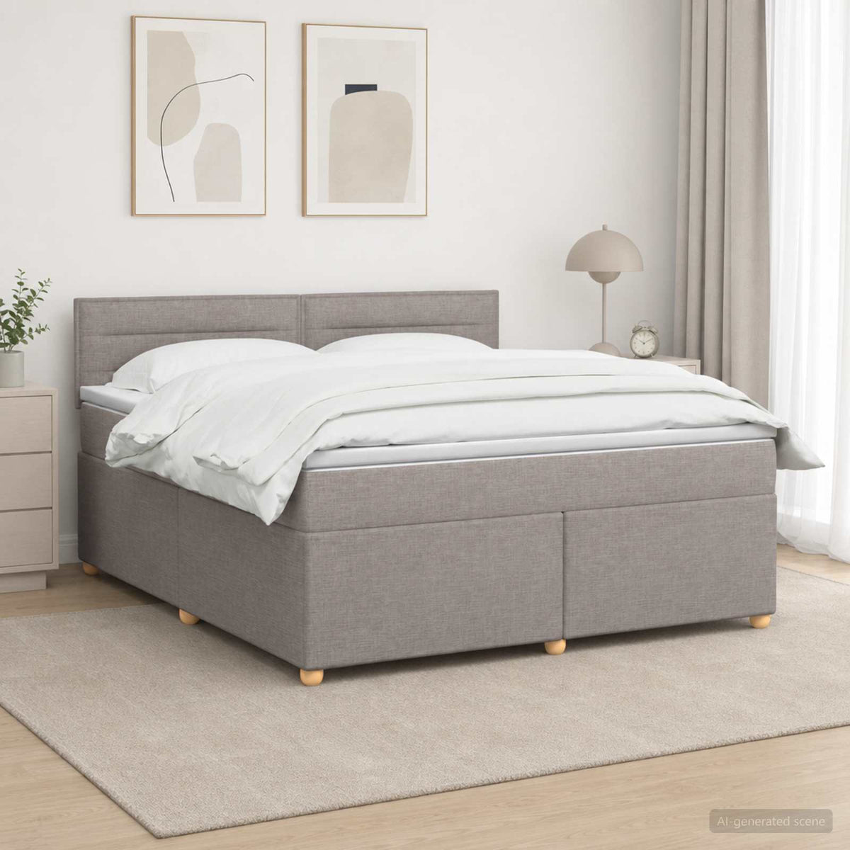 Lit boxspring avec matelas Taupe 140 x 200 cm Tissu