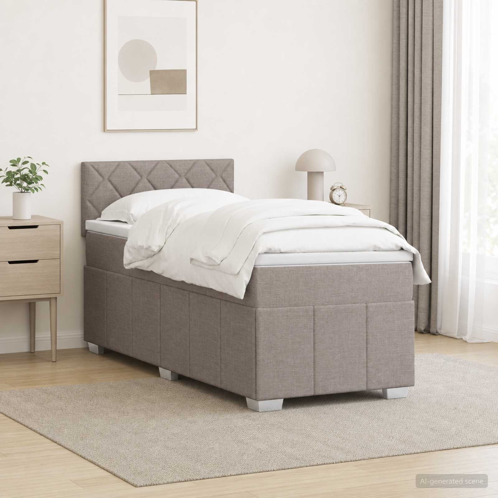 Lit boxspring avec matelas Taupe 100 x 200 cm Tissu