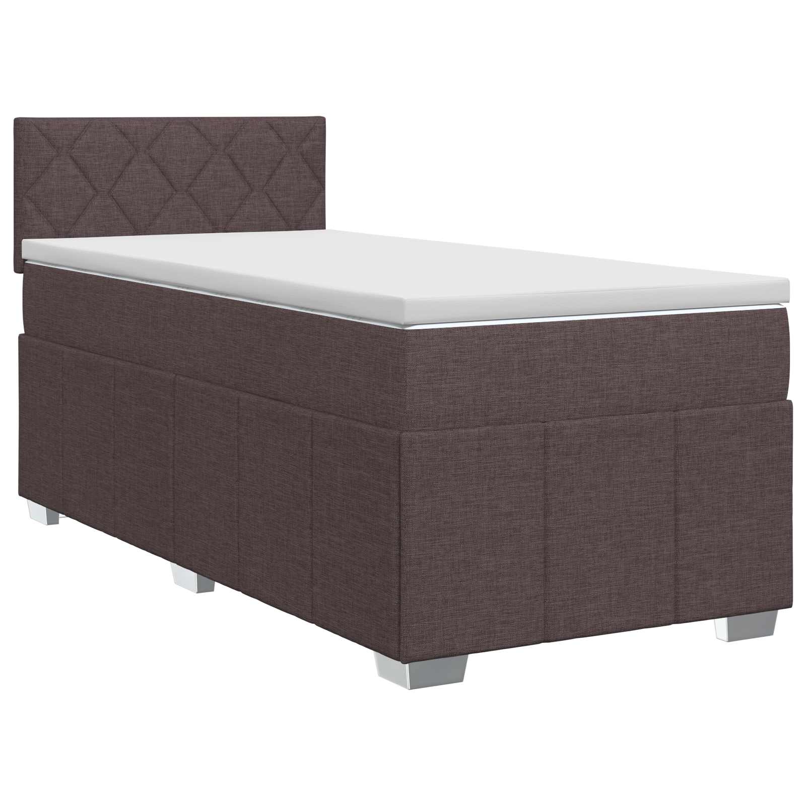 Lit boxspring avec matelas Marron foncé 90 x 200 cm Tissu
