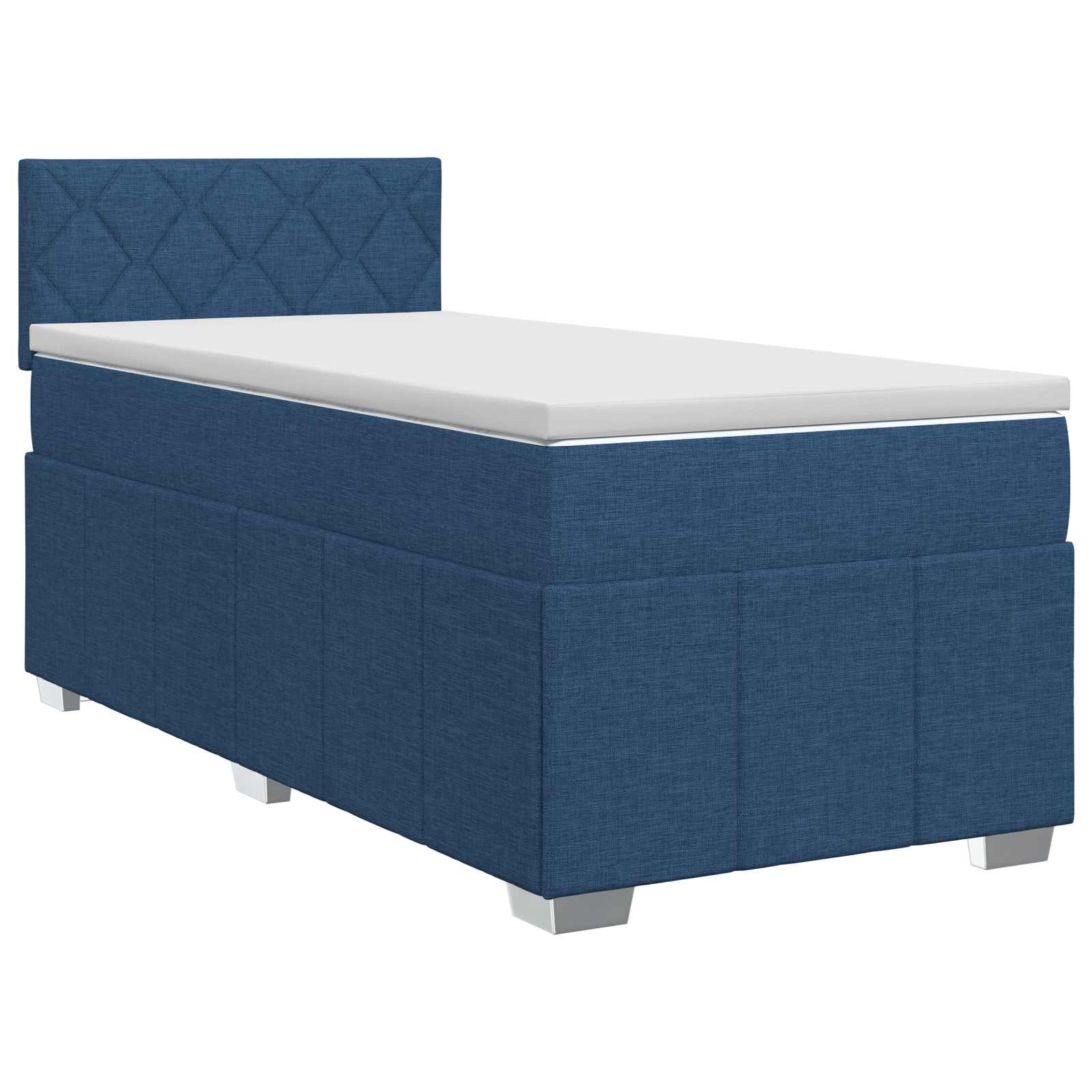 Lit boxspring avec matelas Bleu 90 x 200 cm Tissu