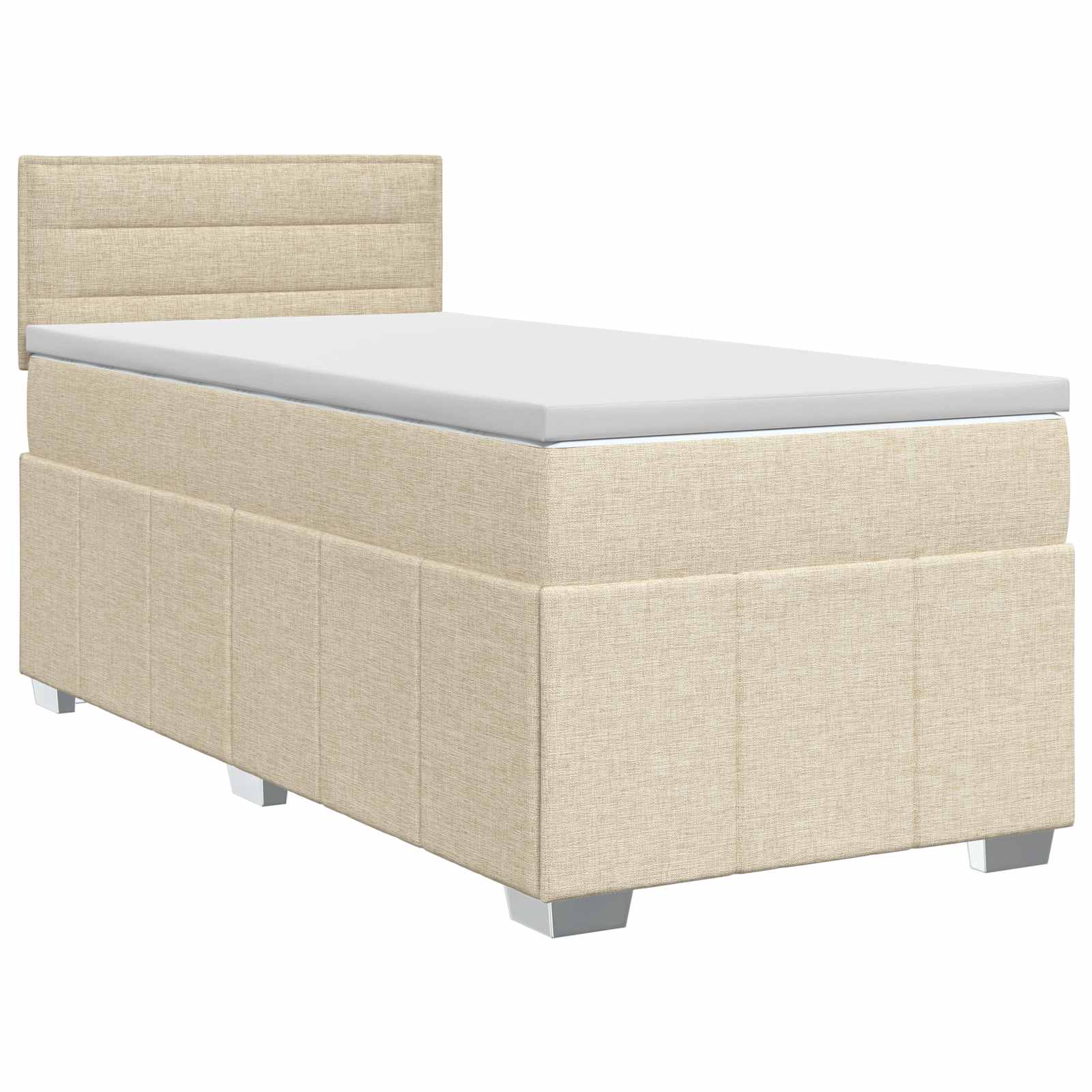 Lit boxspring avec matelas Crème 100 x 200 cm Tissu