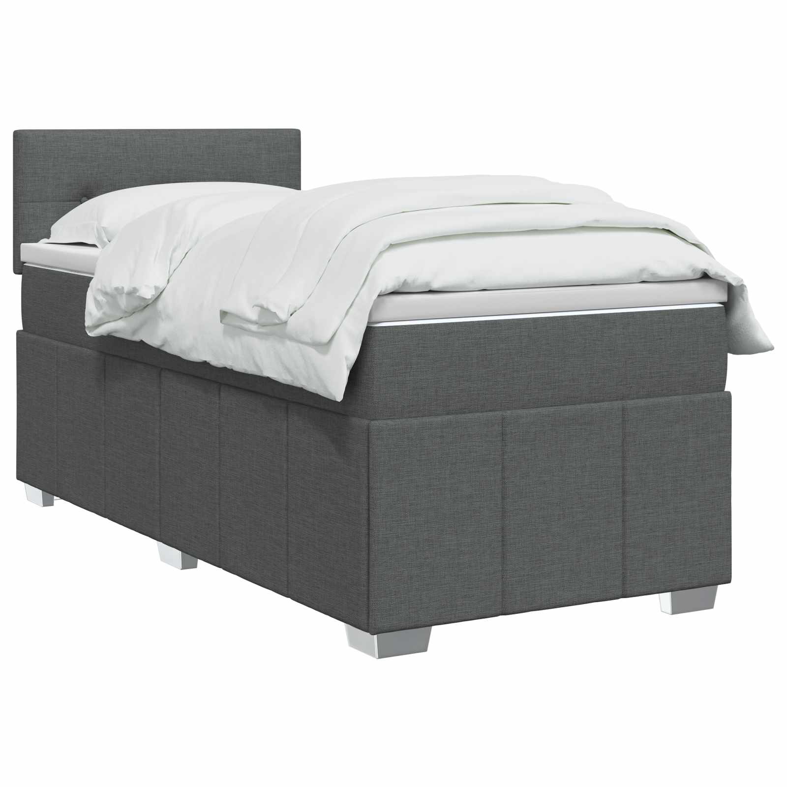 Lit boxspring avec matelas Gris foncé 100 x 200 cm Tissu