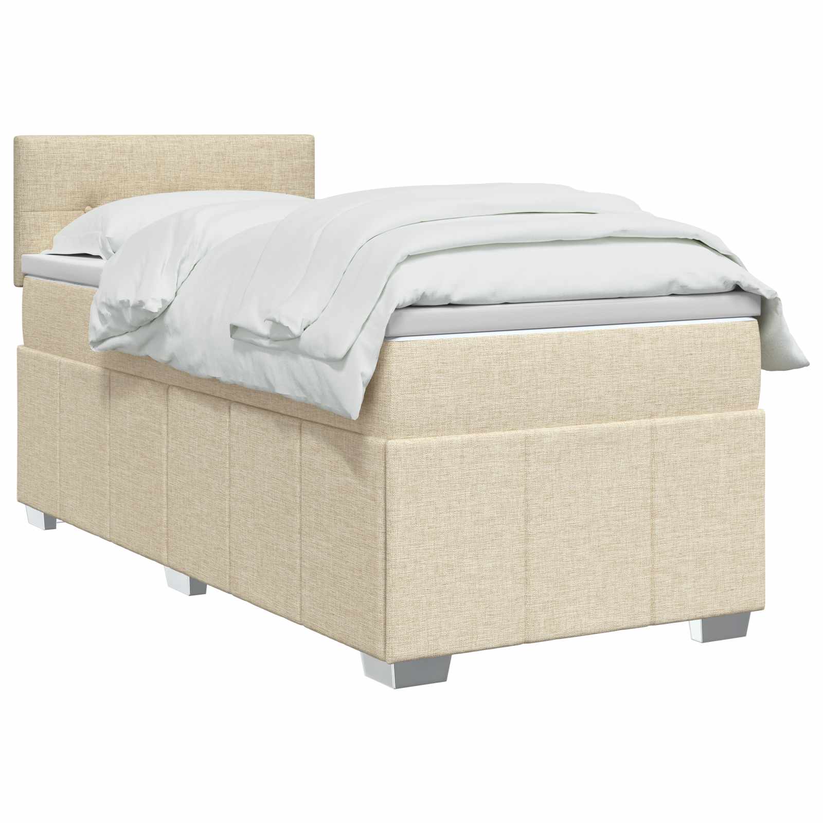 Lit boxspring avec matelas Crème 100 x 200 cm Tissu