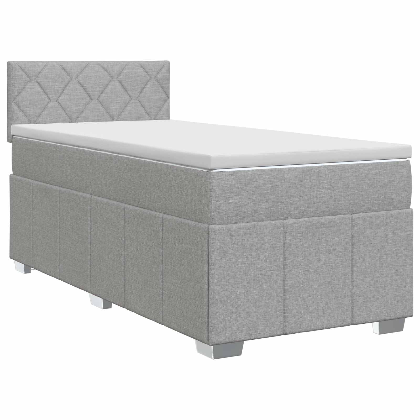 Lit boxspring avec matelas Gris clair 100 x 200 cm Tissu