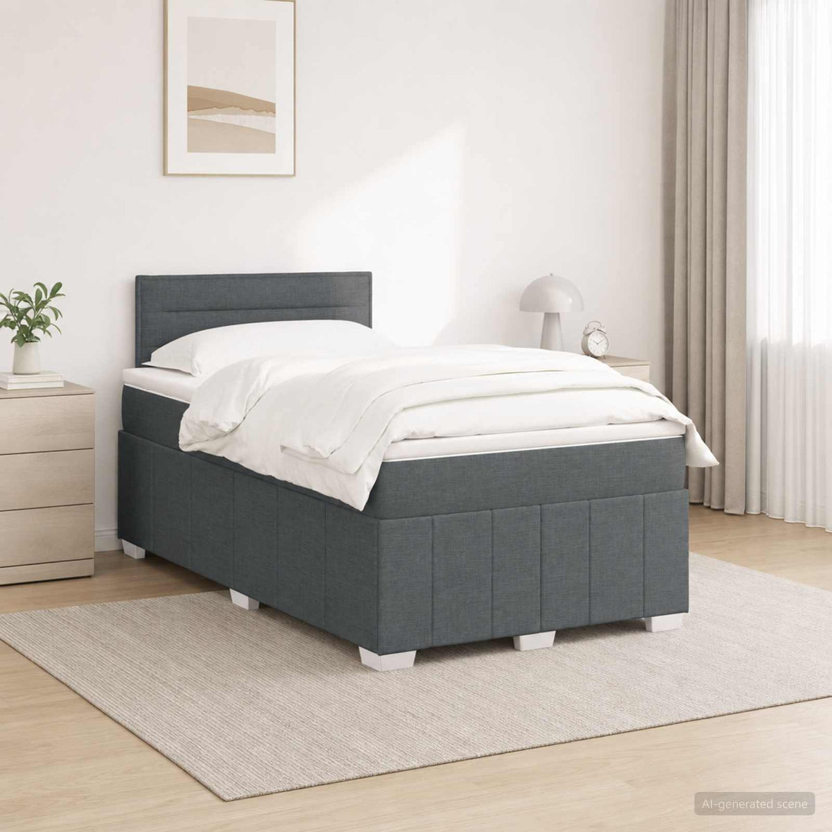 Lit boxspring avec matelas Gris foncé 120 x 190 cm Tissu