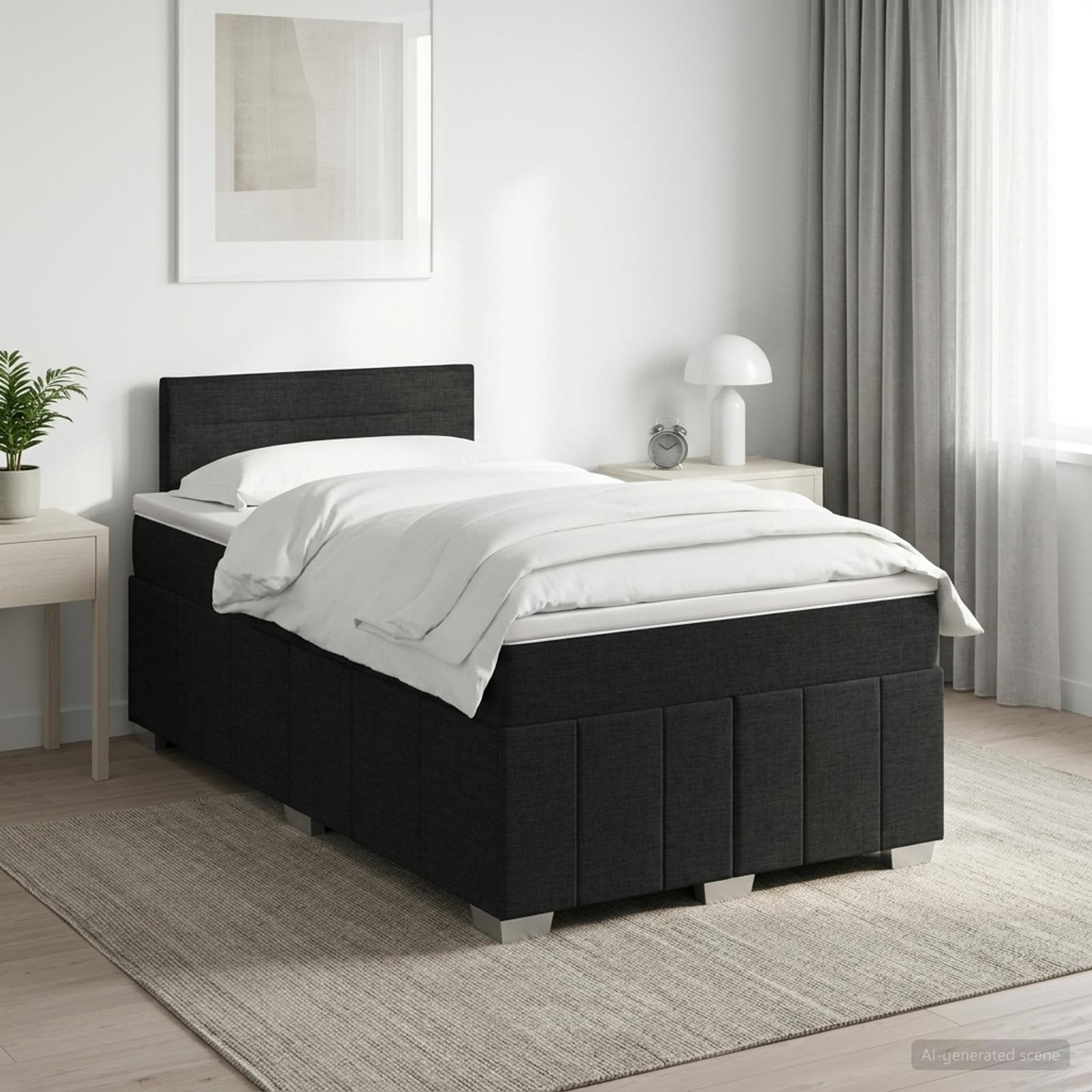 Lit boxspring avec matelas Noir 120 x 200 cm Tissu