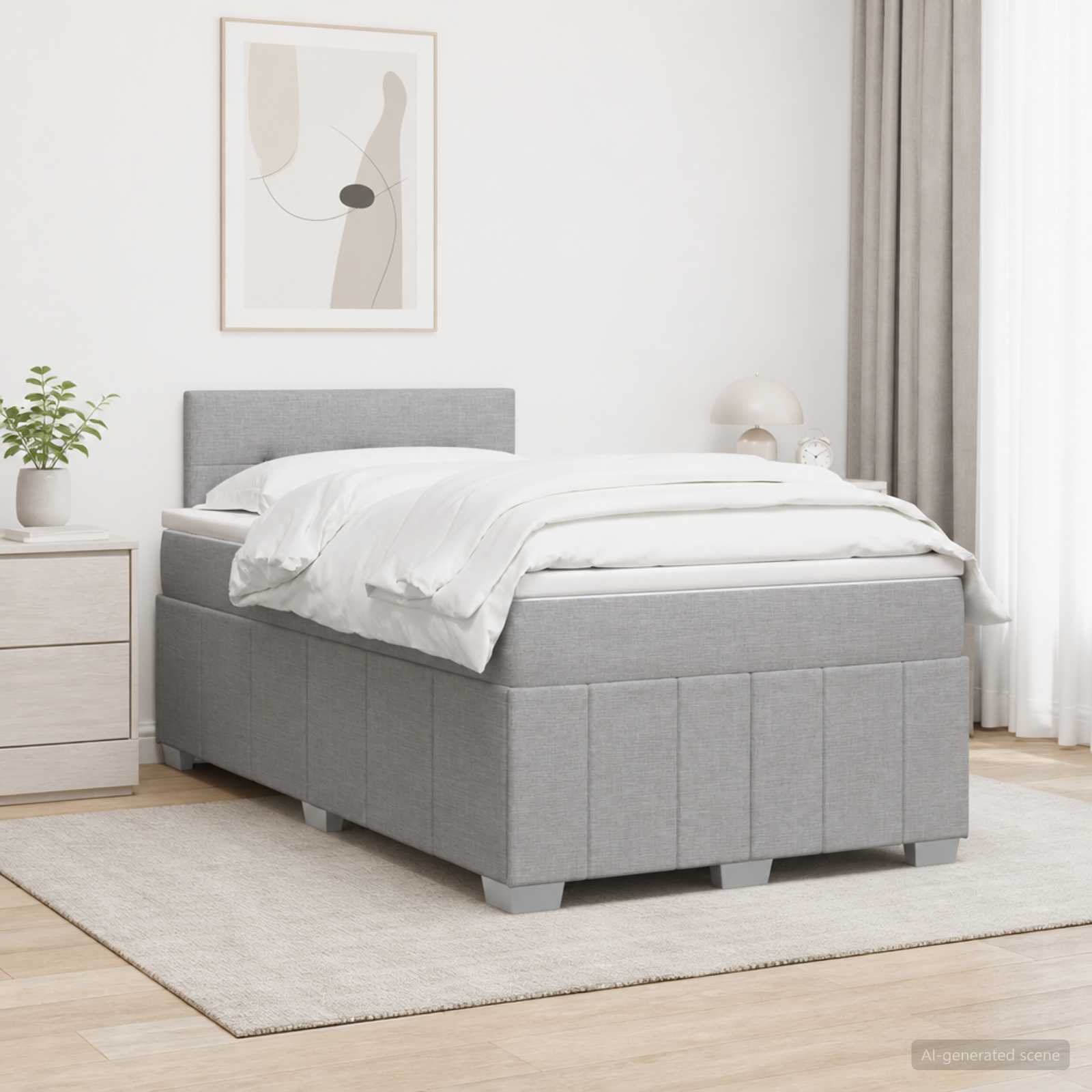 Lit boxspring avec matelas Gris clair 120 x 190 cm Tissu