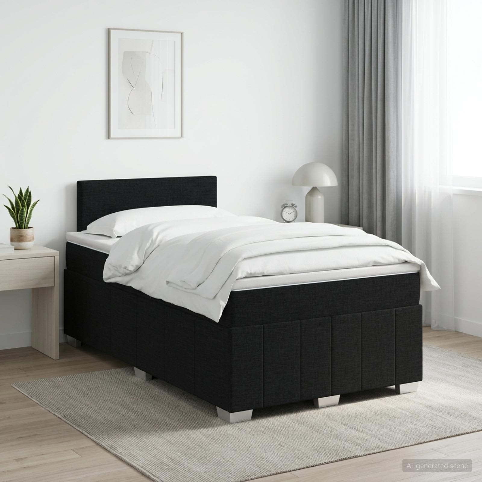 Lit boxspring avec matelas Noir 120 x 200 cm Tissu