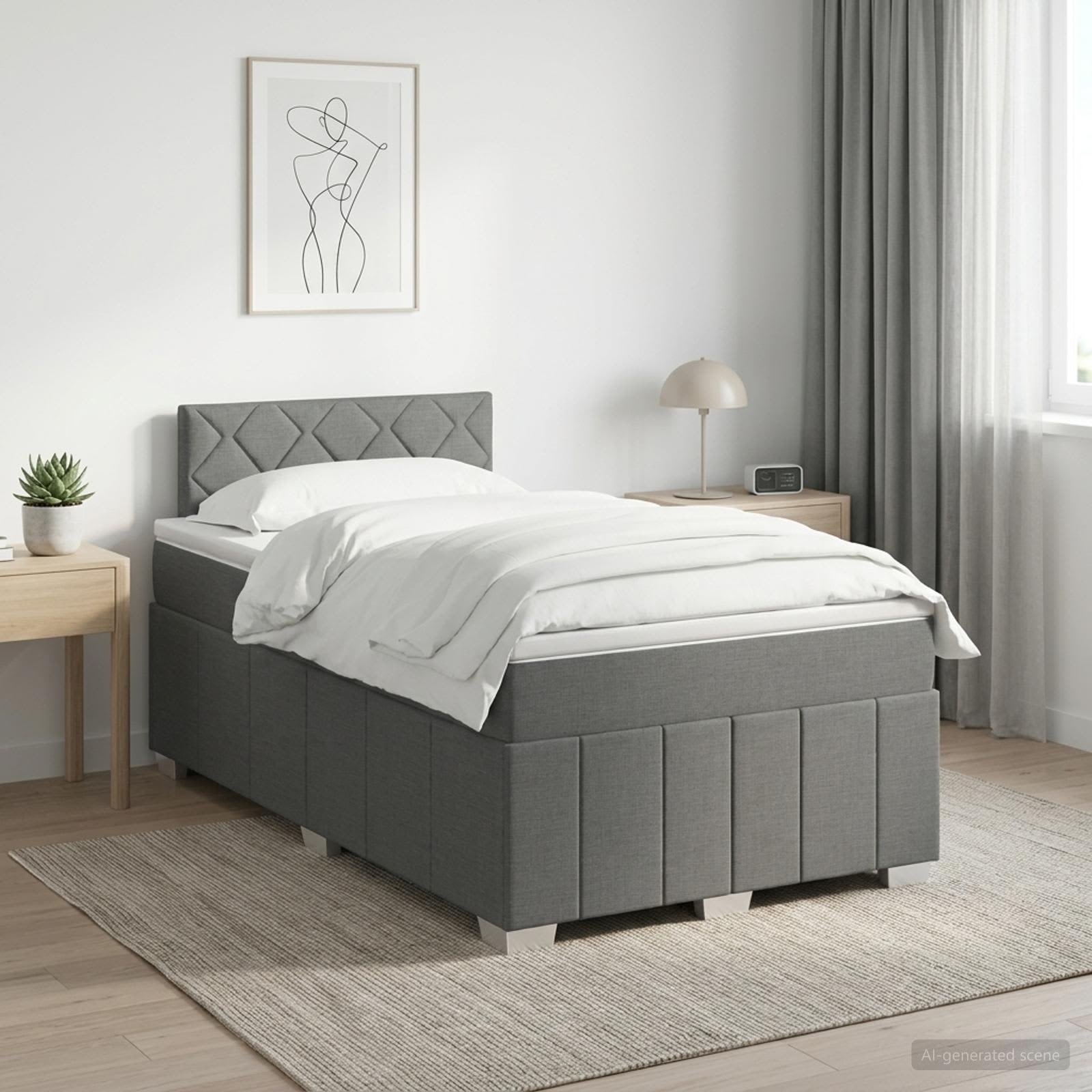 Lit boxspring avec matelas Gris foncé 120 x 200 cm Tissu