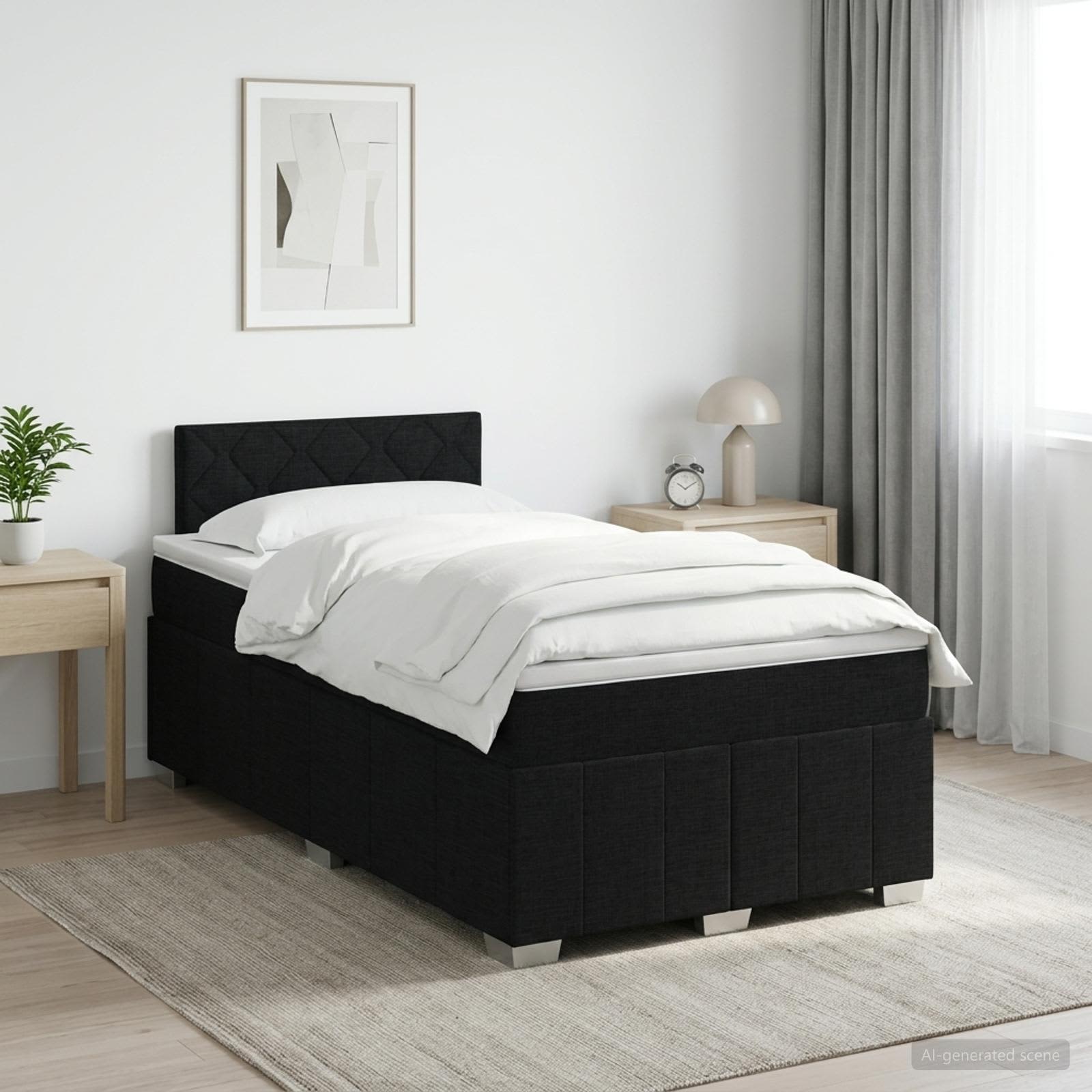 Lit boxspring avec matelas Noir 120 x 200 cm Tissu