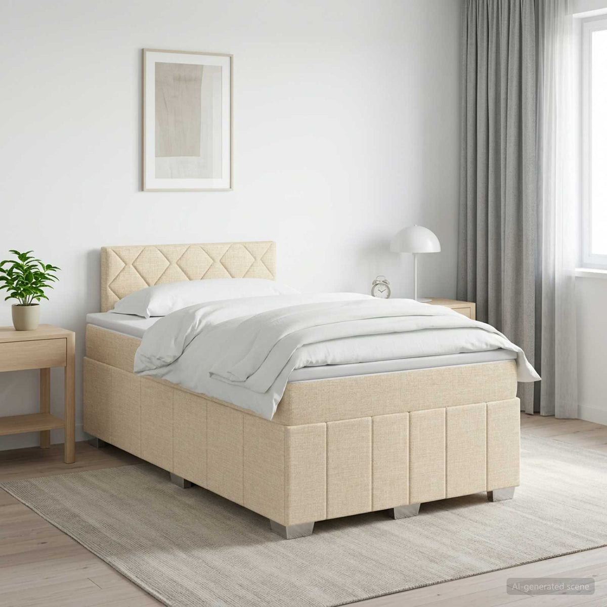 Lit boxspring avec matelas Crème 120 x 200 cm Tissu