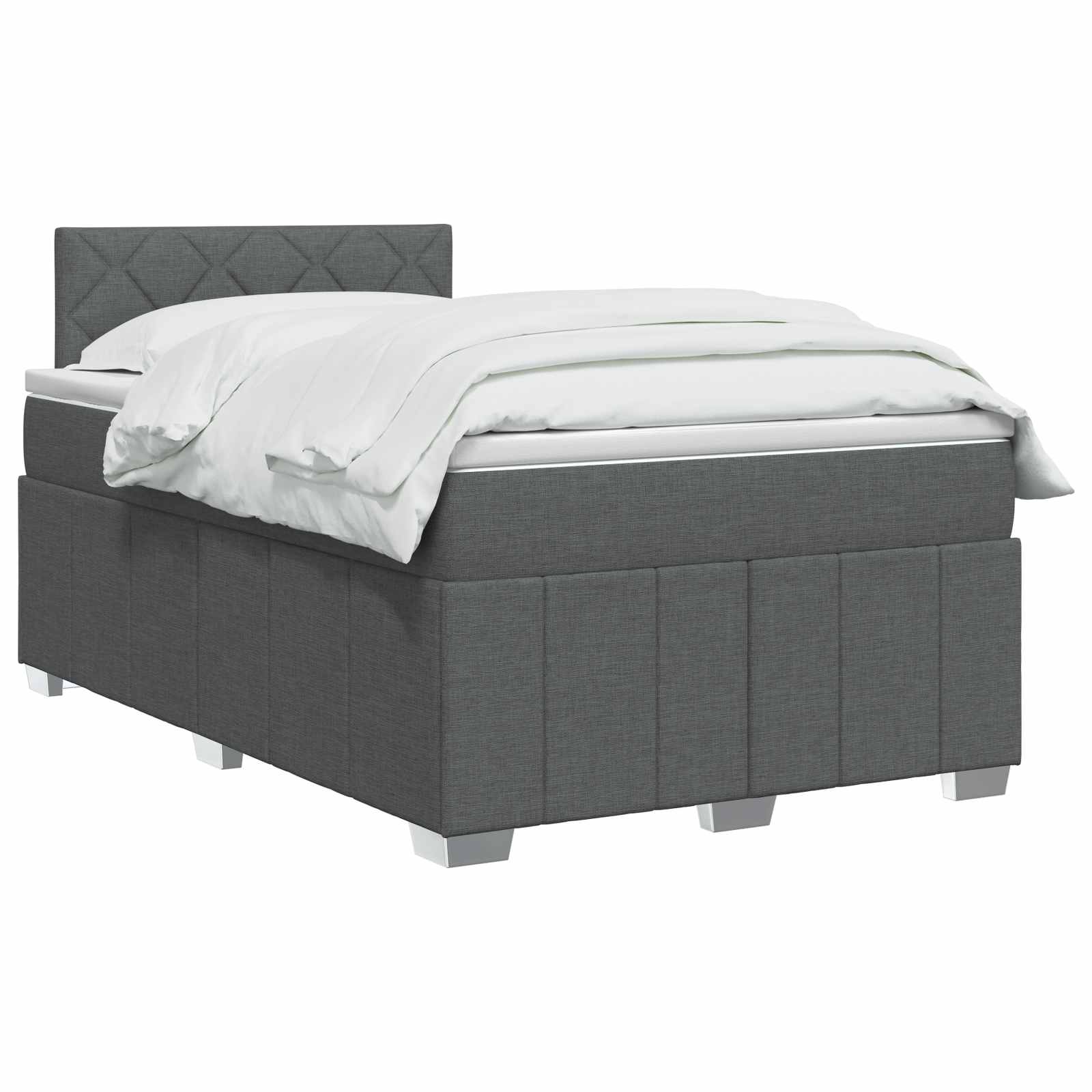 Lit boxspring avec matelas Gris foncé 120 x 200 cm Tissu