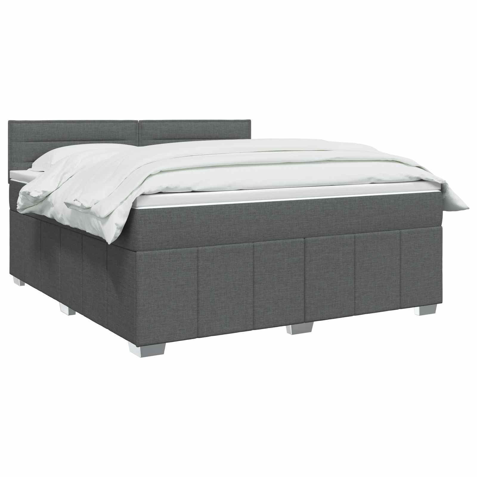 Lit boxspring avec matelas Gris foncé 140 x 200 cm Tissu - XIOS