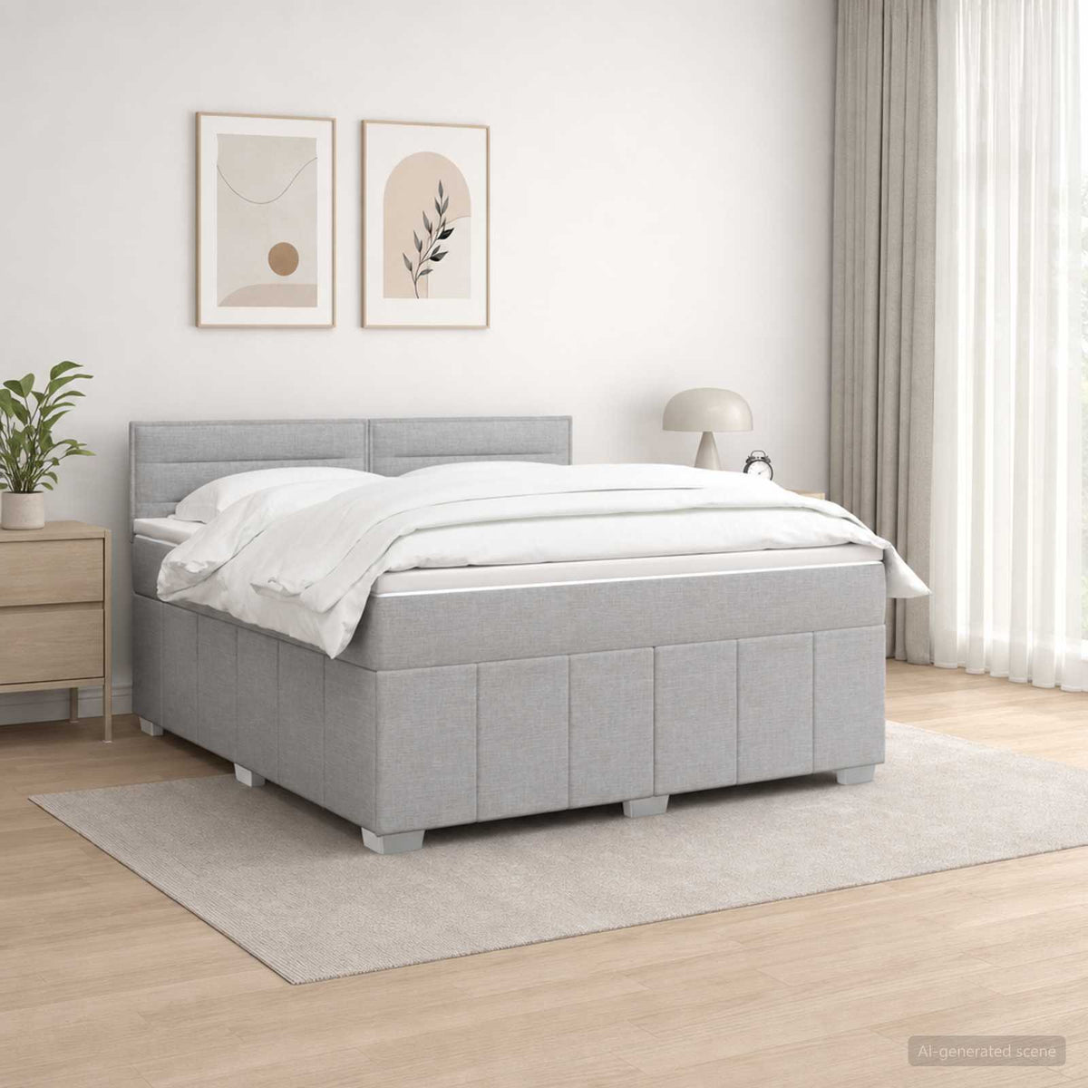 Lit boxspring avec matelas Gris clair 140 x 200 cm Tissu