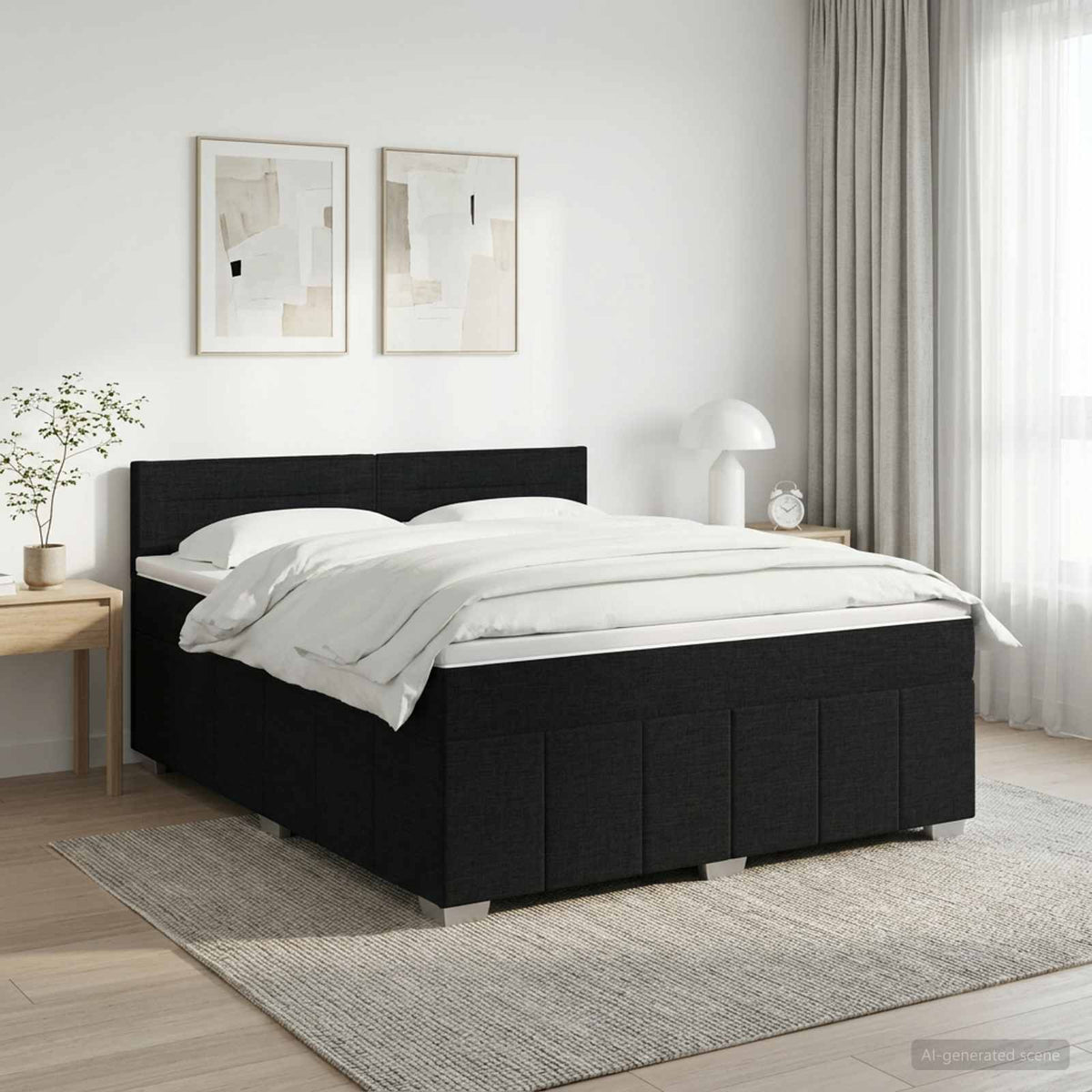 Lit boxspring avec matelas Noir 140 x 200 cm Tissu