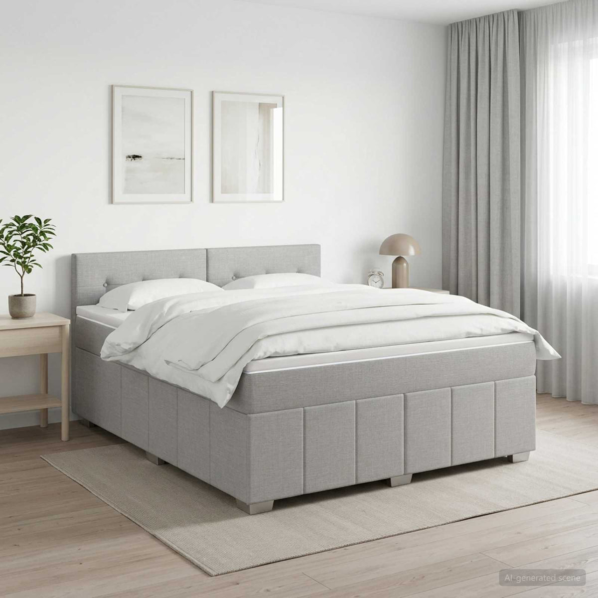 Lit boxspring avec matelas Gris clair 140 x 200 cm Tissu