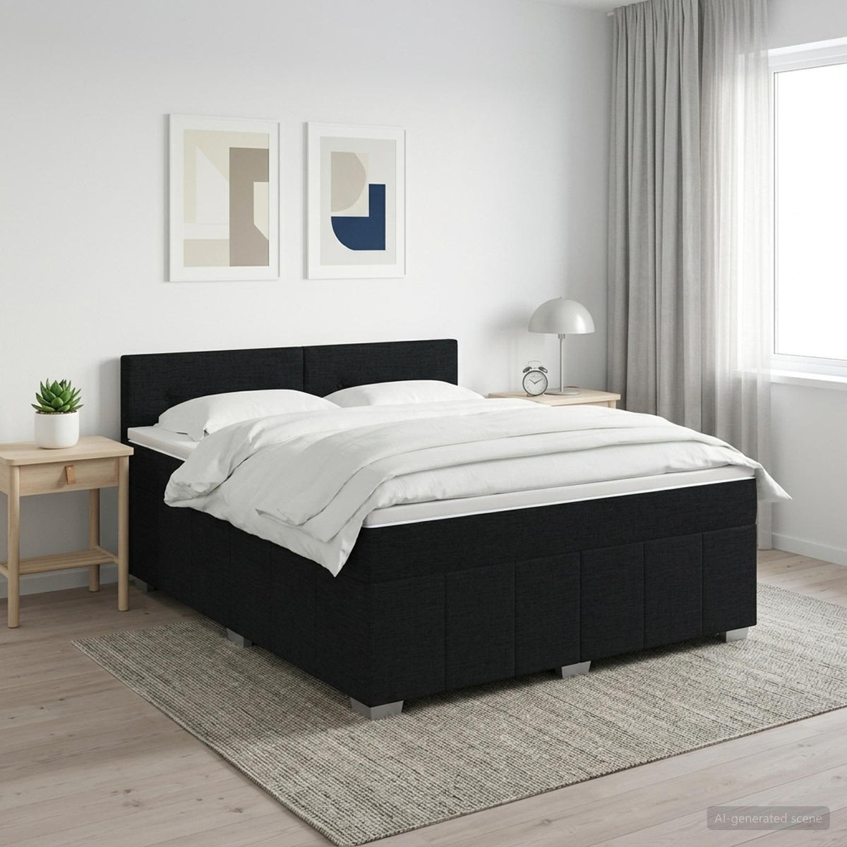 Lit boxspring avec matelas Noir 140 x 200 cm Tissu