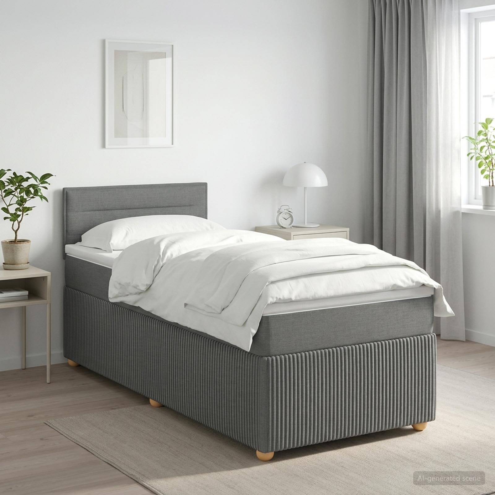 Lit boxspring avec matelas Gris foncé 80 x 200 cm Tissu
