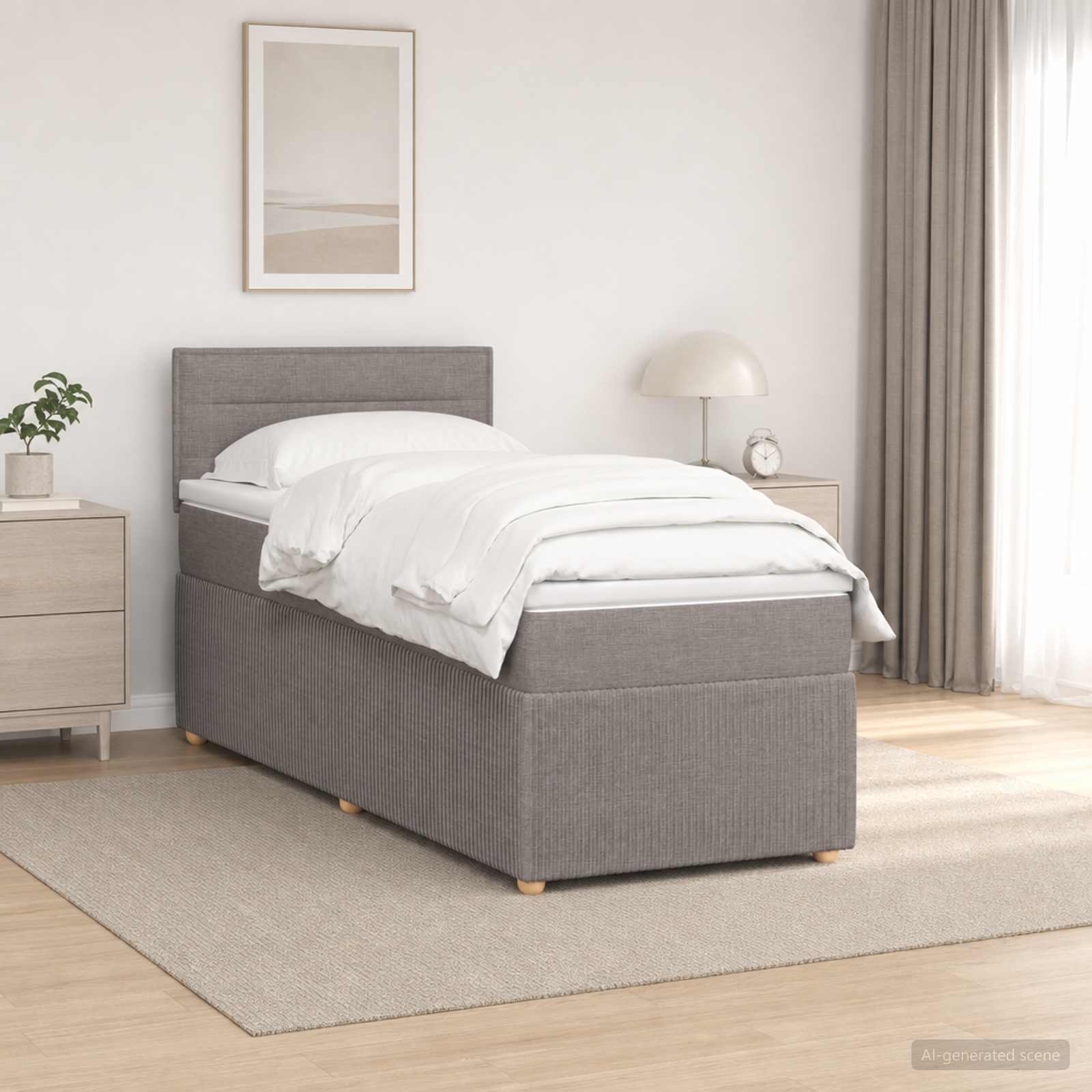Lit boxspring avec matelas Taupe 90 x 190 cm Tissu