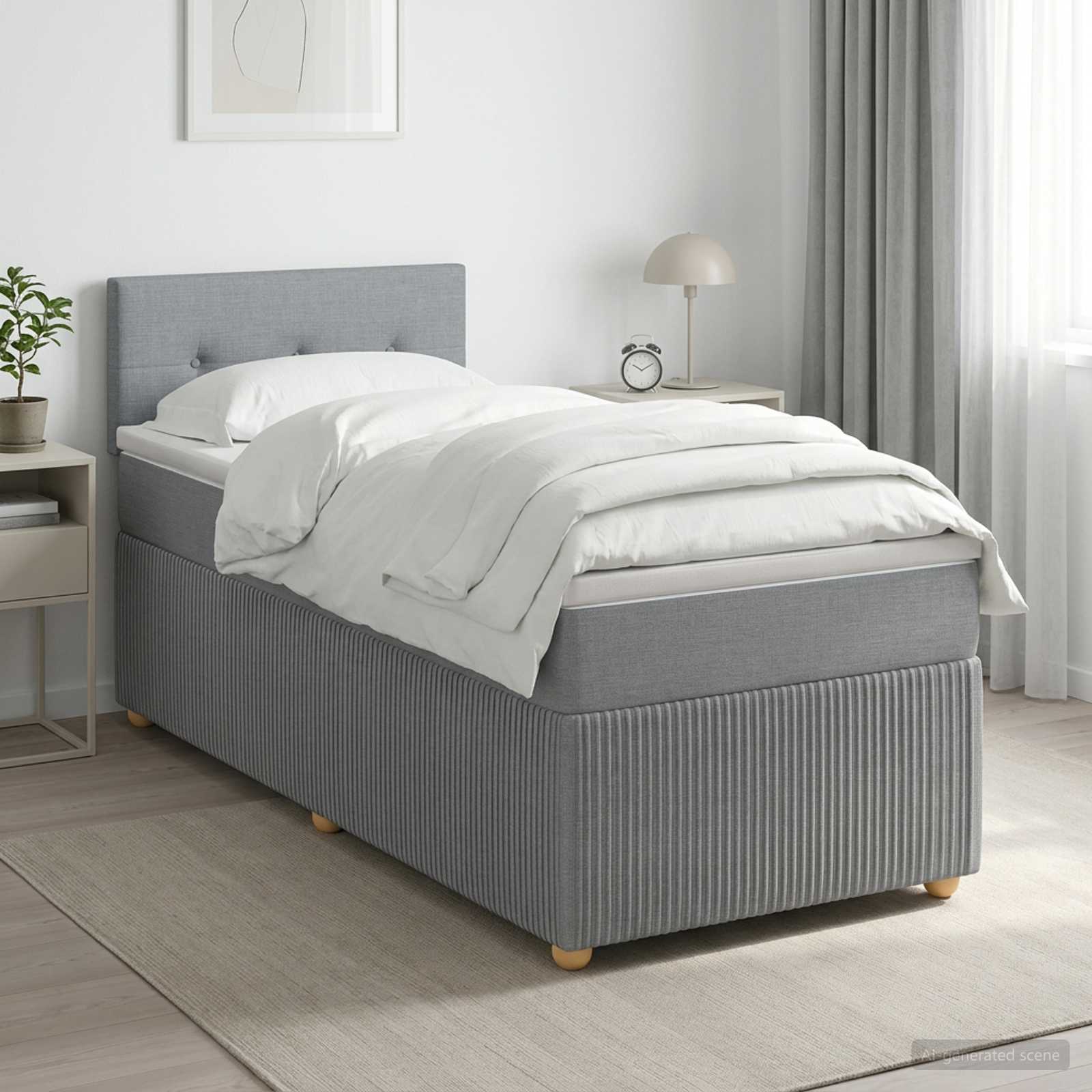 Lit boxspring avec matelas Gris clair 100 x 200 cm Tissu